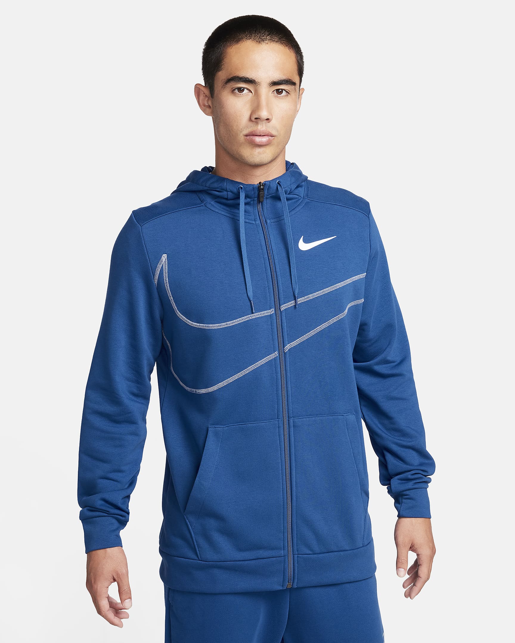 Nike Dri-FIT Men's Fleece Full-Zip Fitness Hoodie - Court Blue/Pure Platinum