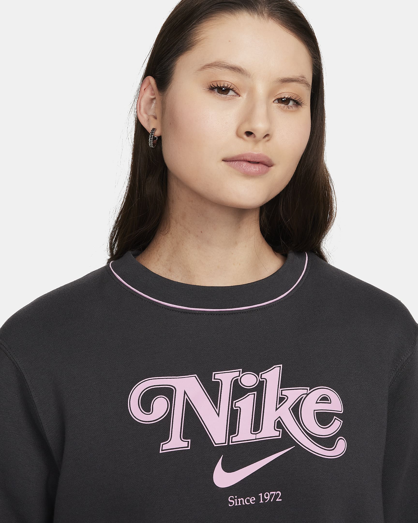 Nike Sportswear sweatshirt van fleece met ronde hals voor dames - Anthracite