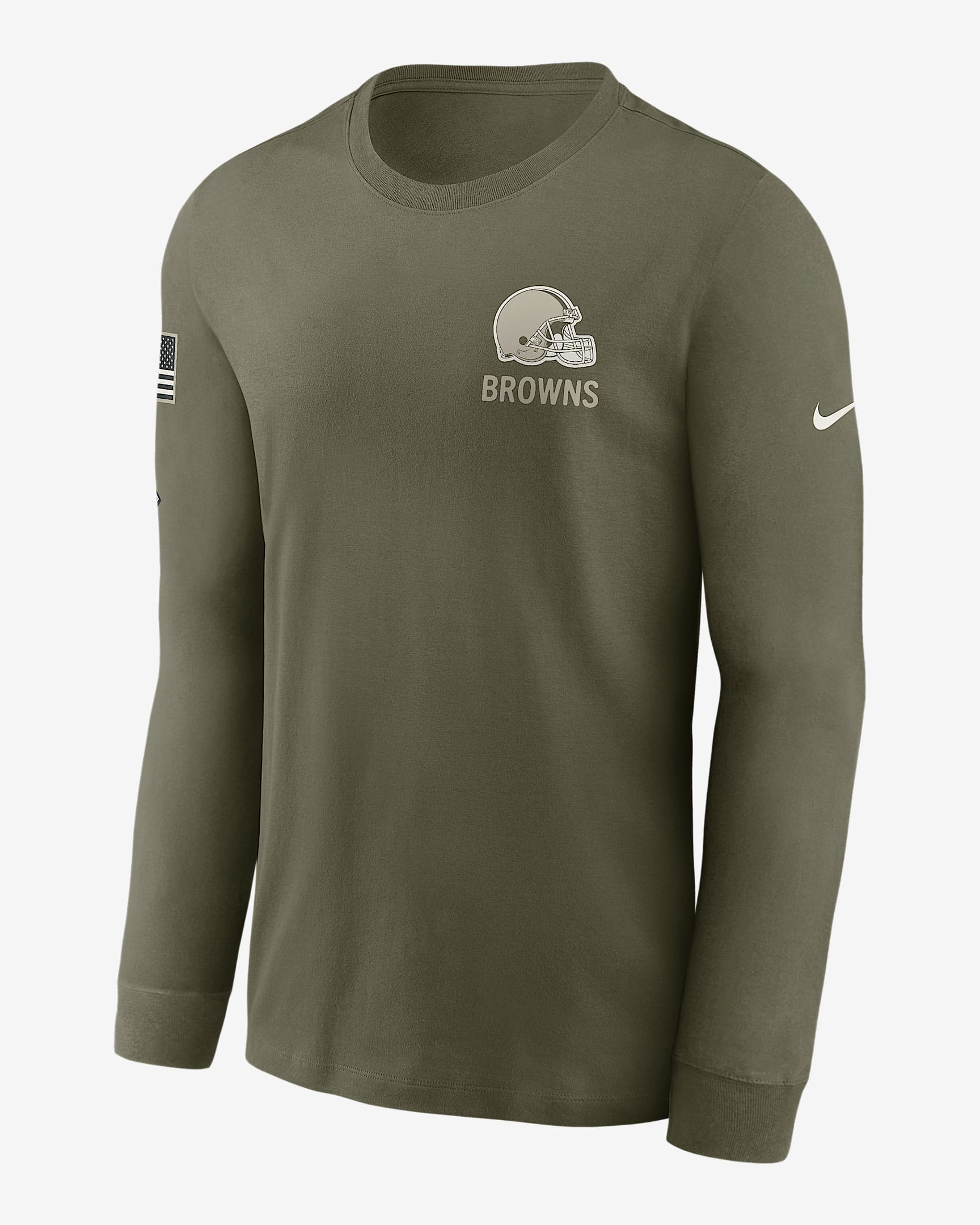 Playera de manga larga Nike de la NFL para hombre Cleveland Browns Salute to Service - Oliva