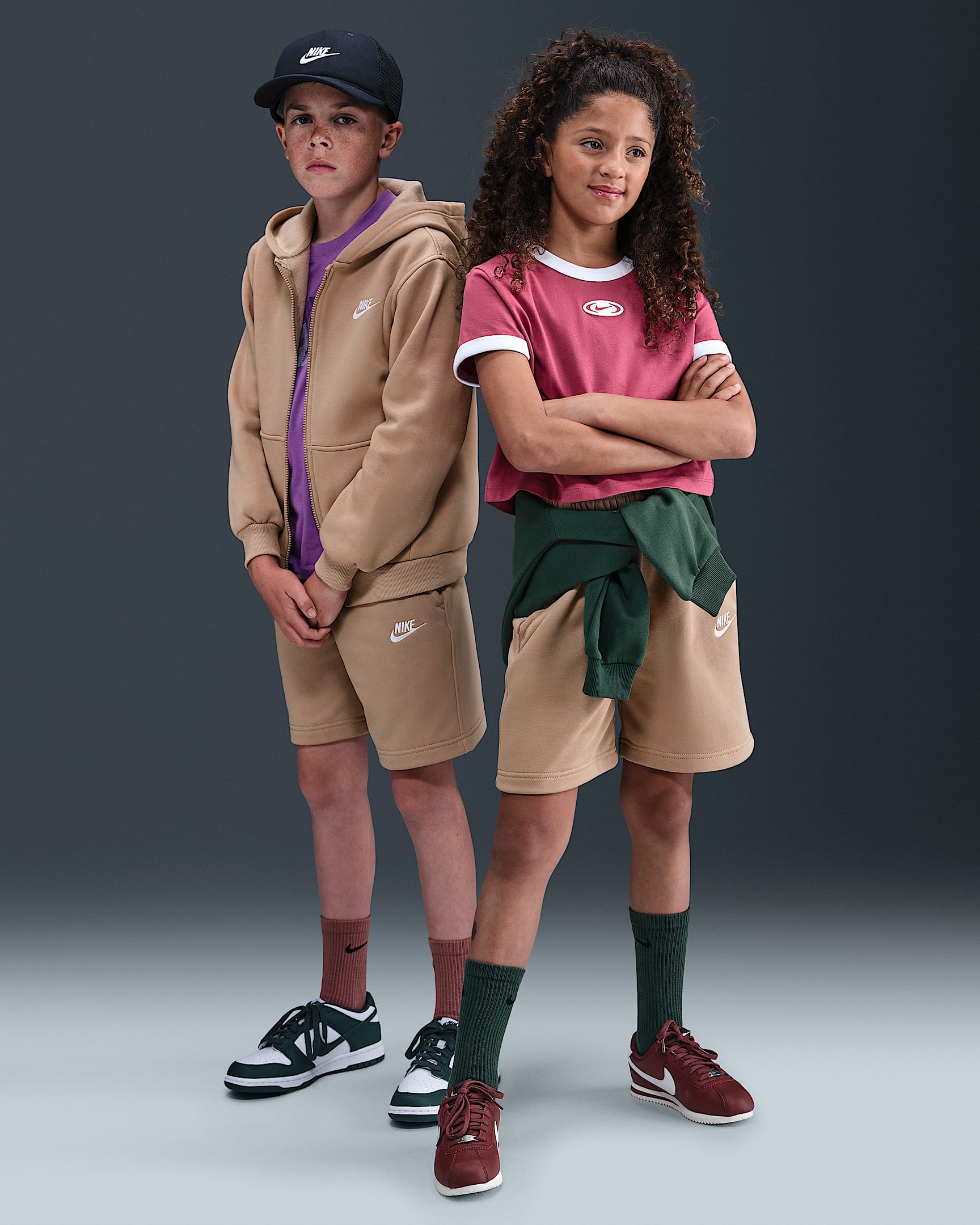 Nike Sportswear Club Fleece Big Kids' French Terry Shorts - Hemp/White