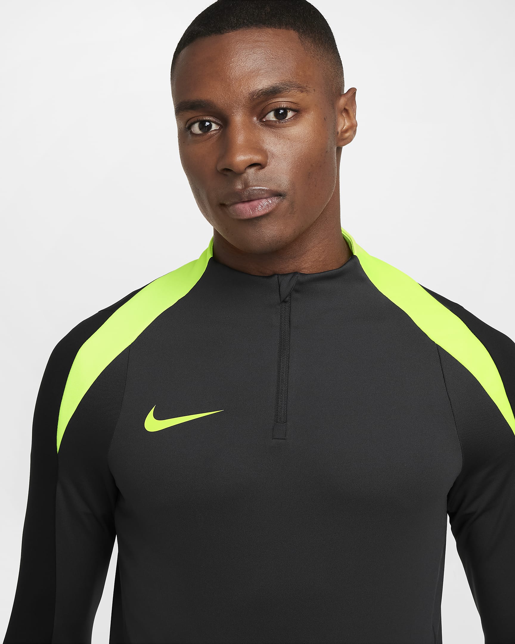 Nike Strike Dri-FIT voetbaltrainingstop met halflange rits voor heren - Anthracite/Zwart/Volt/Volt