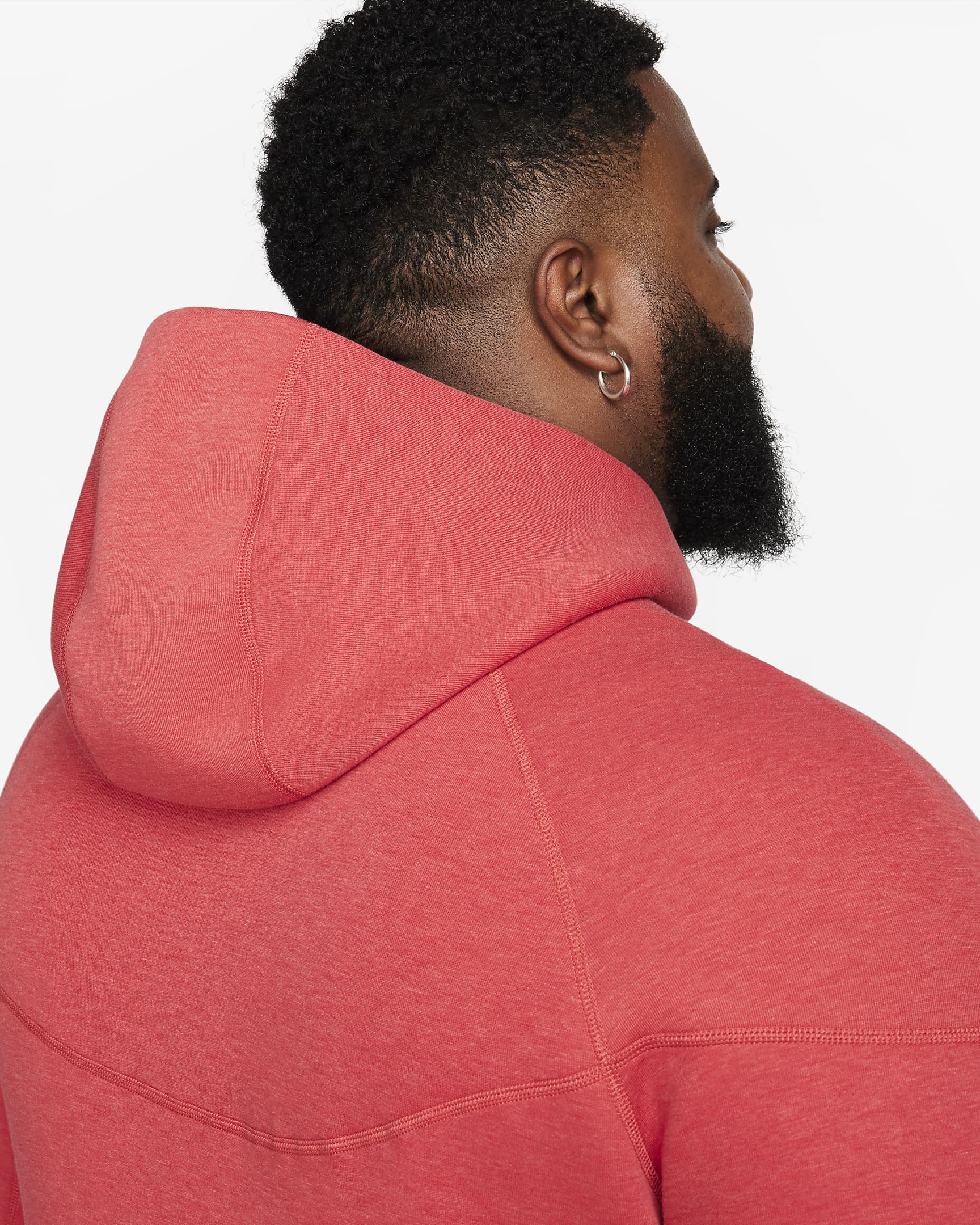 Męska bluza z kapturem i zamkiem na całej długości Nike Sportswear Tech Fleece Windrunner - Light University Red Heather/Czerń