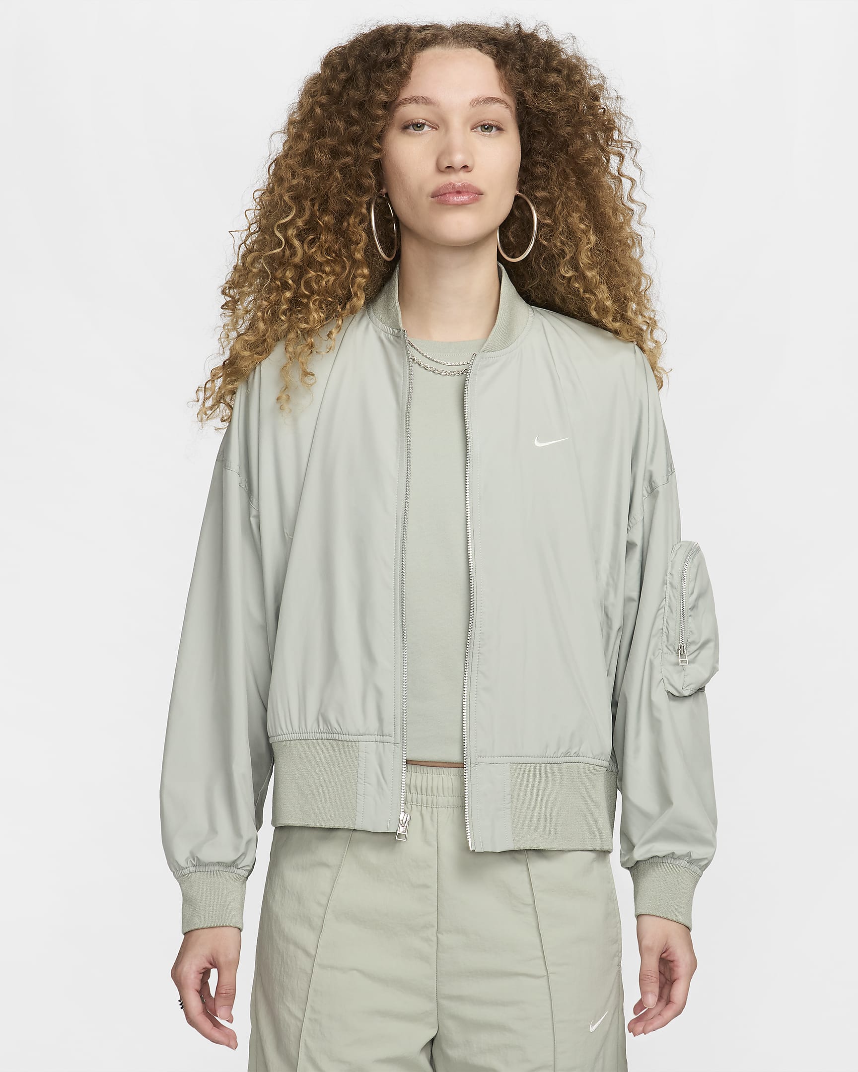 Casaco bomber folgado Nike Sportswear Essential para mulher - Jade Horizon/Sail