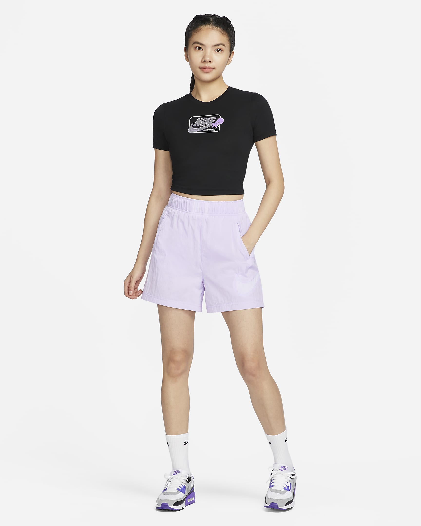 Nike Sportswear Essential Women's High-Rise Woven Shorts - Violet Mist/White