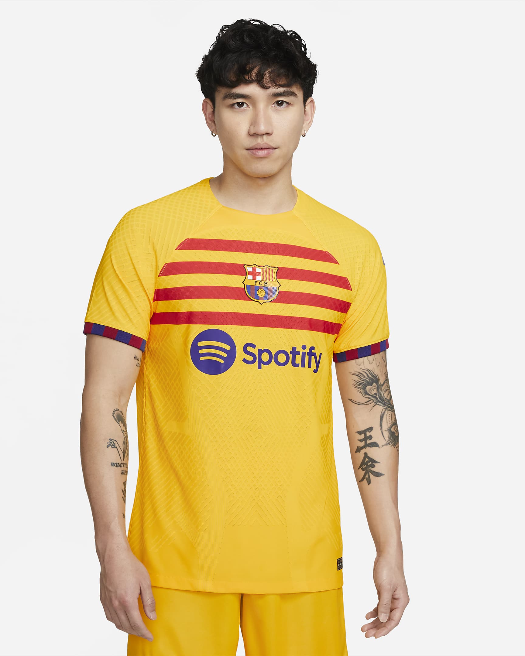 F.C. Barcelona 2023/24 Match Fourth Men's Nike Dri-FIT ADV Football Shirt - Amarillo/University Red/Deep Royal Blue