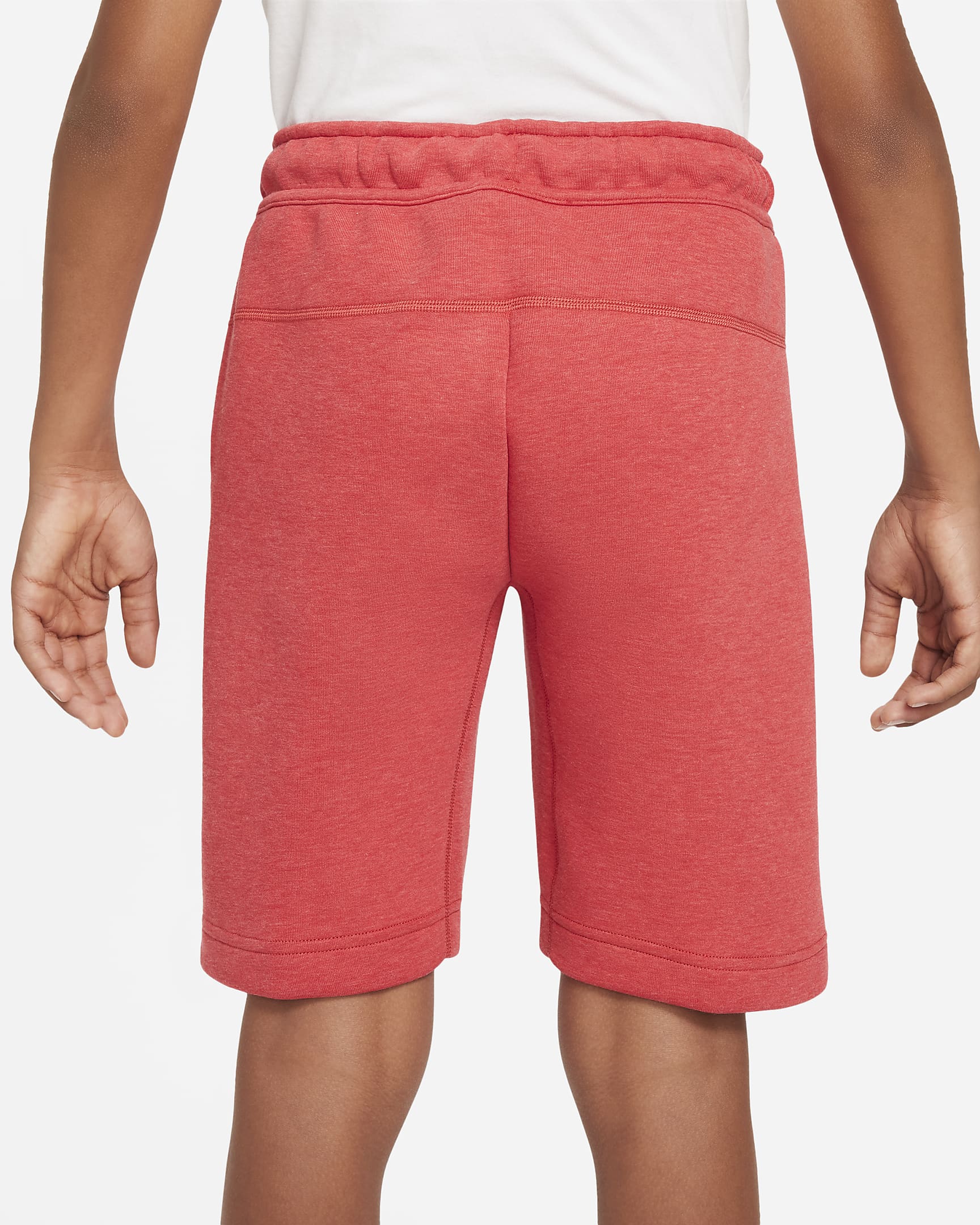 Nike Tech Fleece-shorts til større børn (drenge) - Light University Red Heather/sort/sort