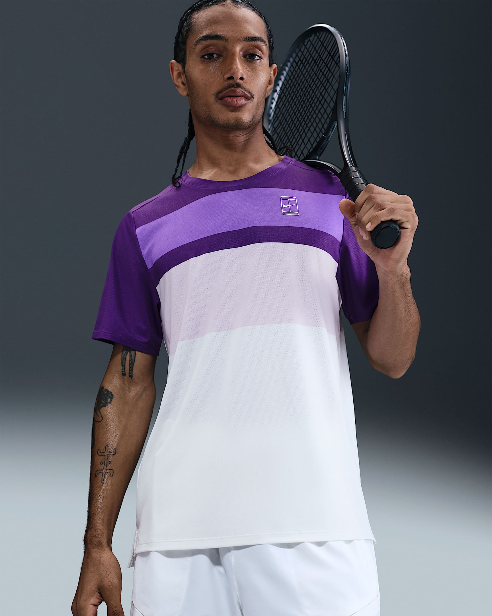 NikeCourt Advantage Men's Tennis Top - Wild Grape/White