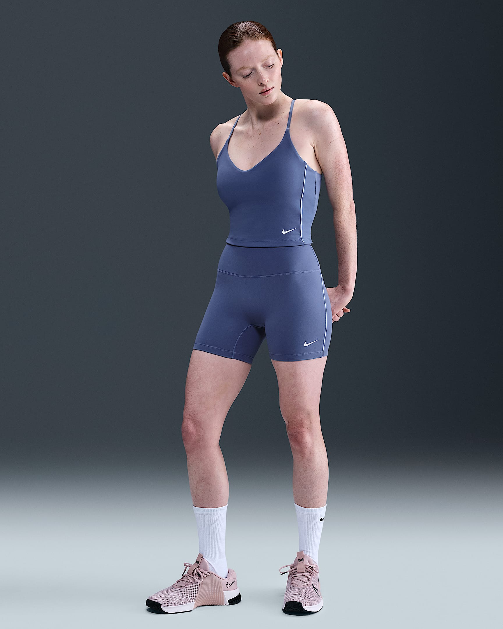 Calções tipo ciclista de 13 cm Nike One para mulher - Slate/Branco