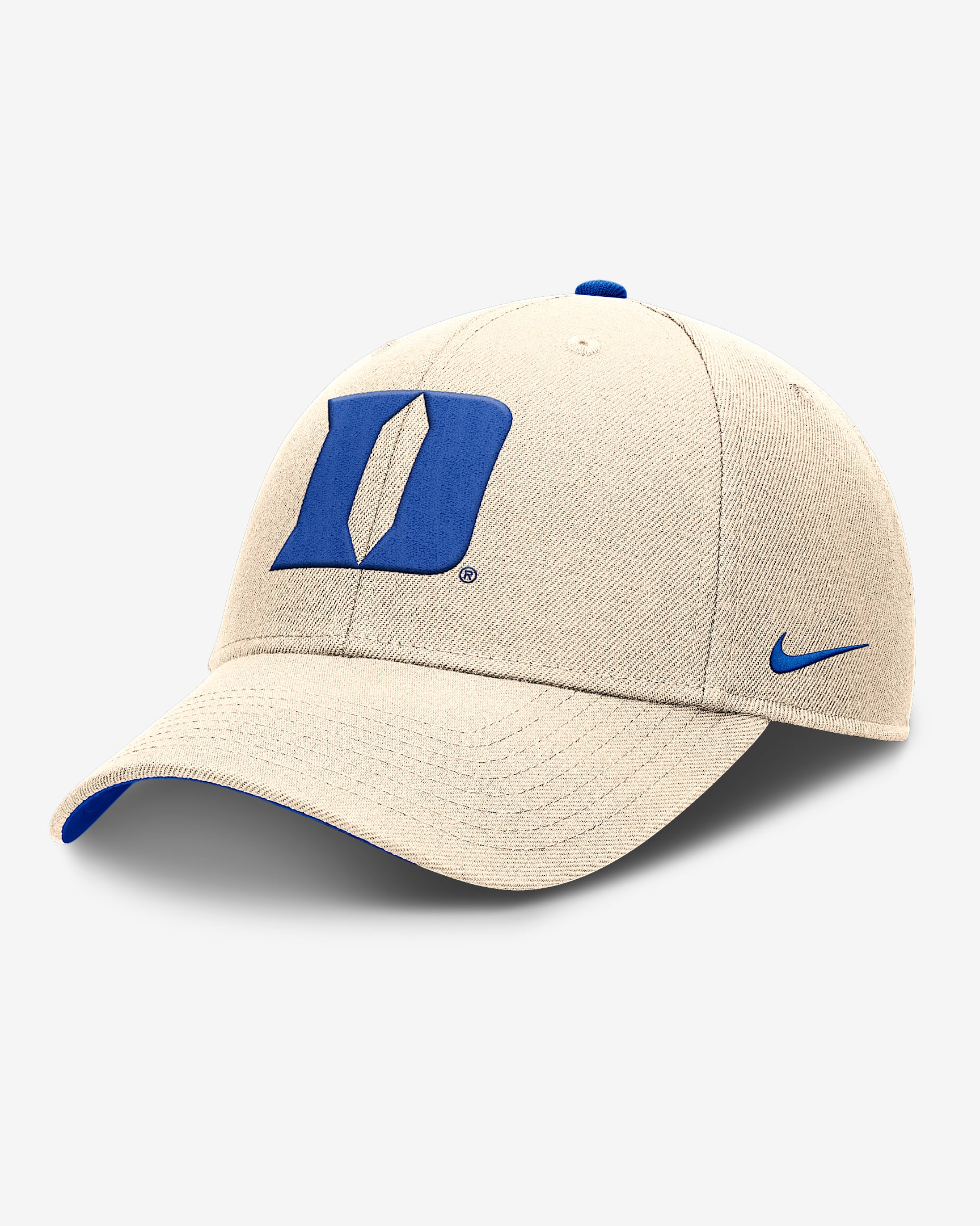 Duke Primetime Rise Men's Nike Dri-FIT College Trucker Adjustable Hat - Natural