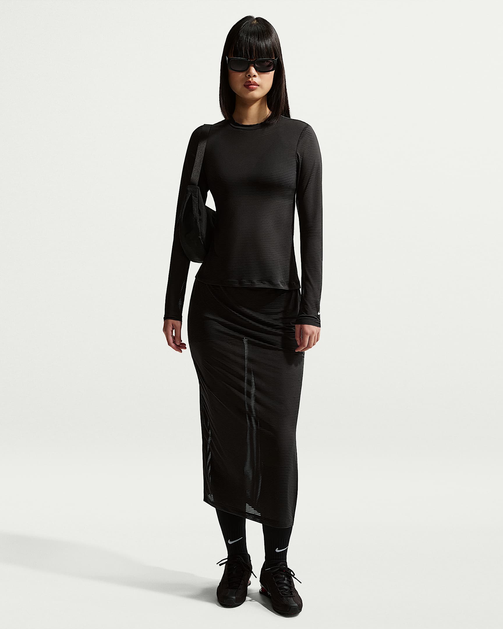 Nike Sportswear Women's Slim Sheer Midi Skirt - Black/Sail