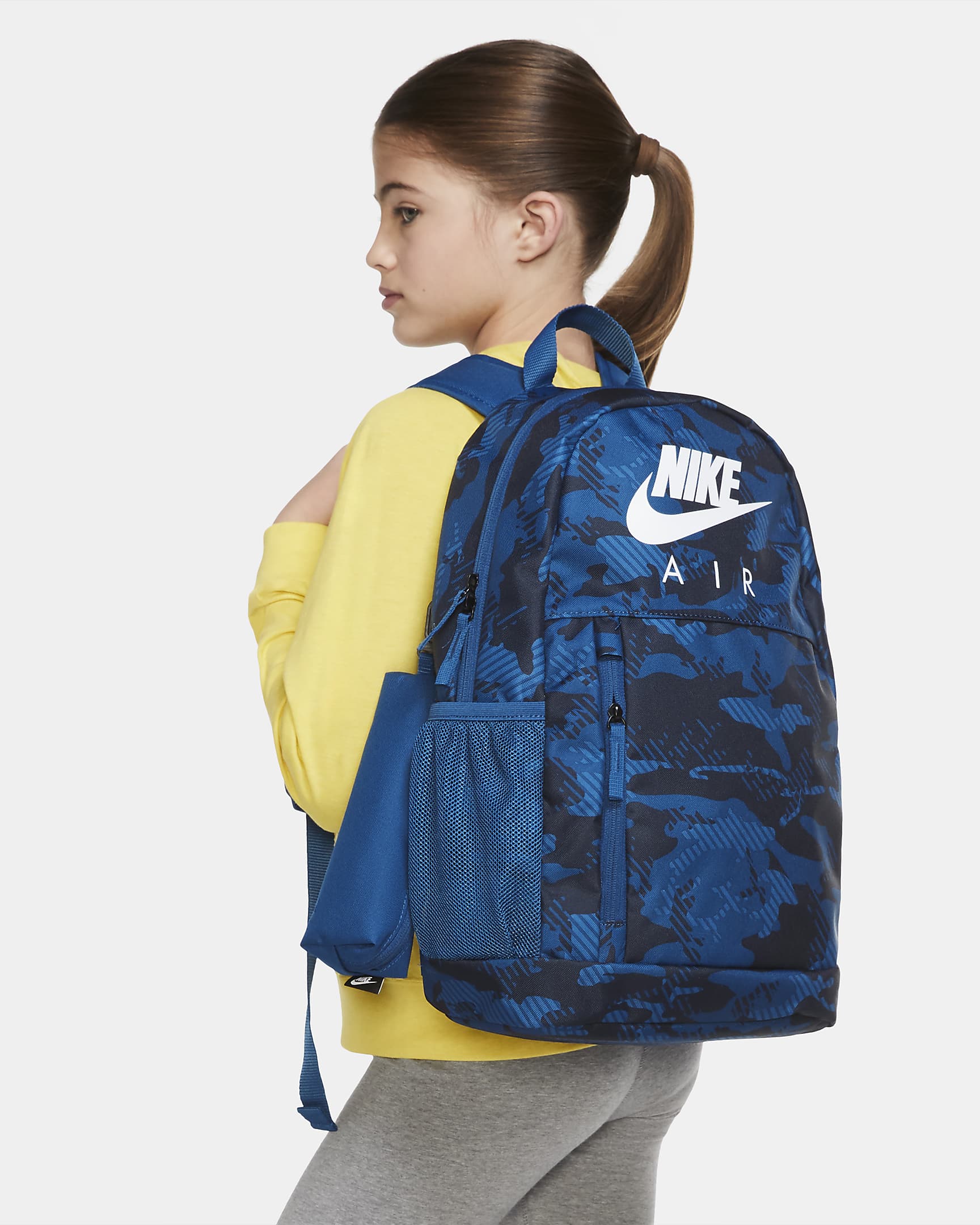 Nike Elemental Kids' Printed Backpack (20L) - Court Blue/Court Blue/White