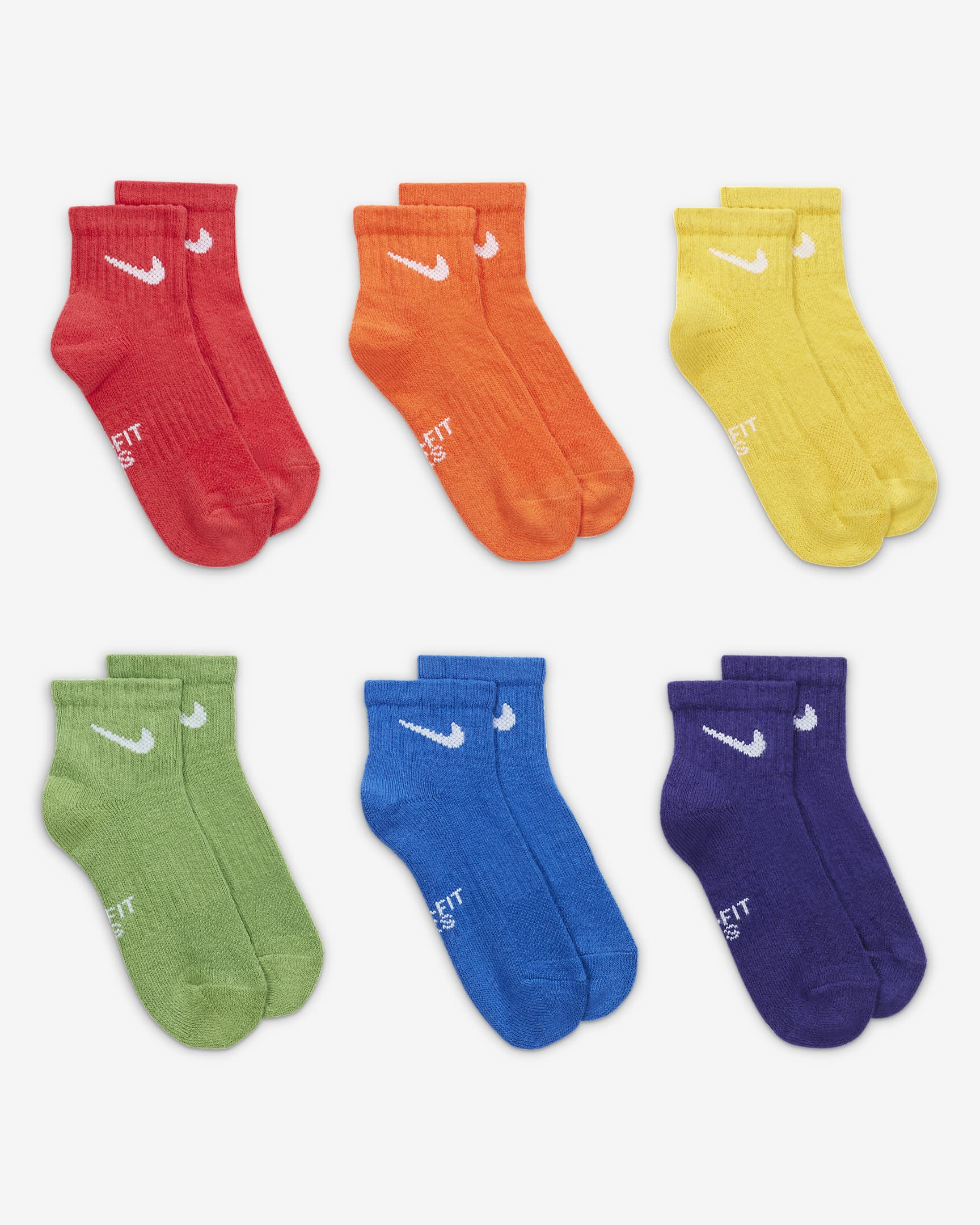 Nike Dri-FIT Younger Kids' Ankle Socks (6-Pack). Nike UK