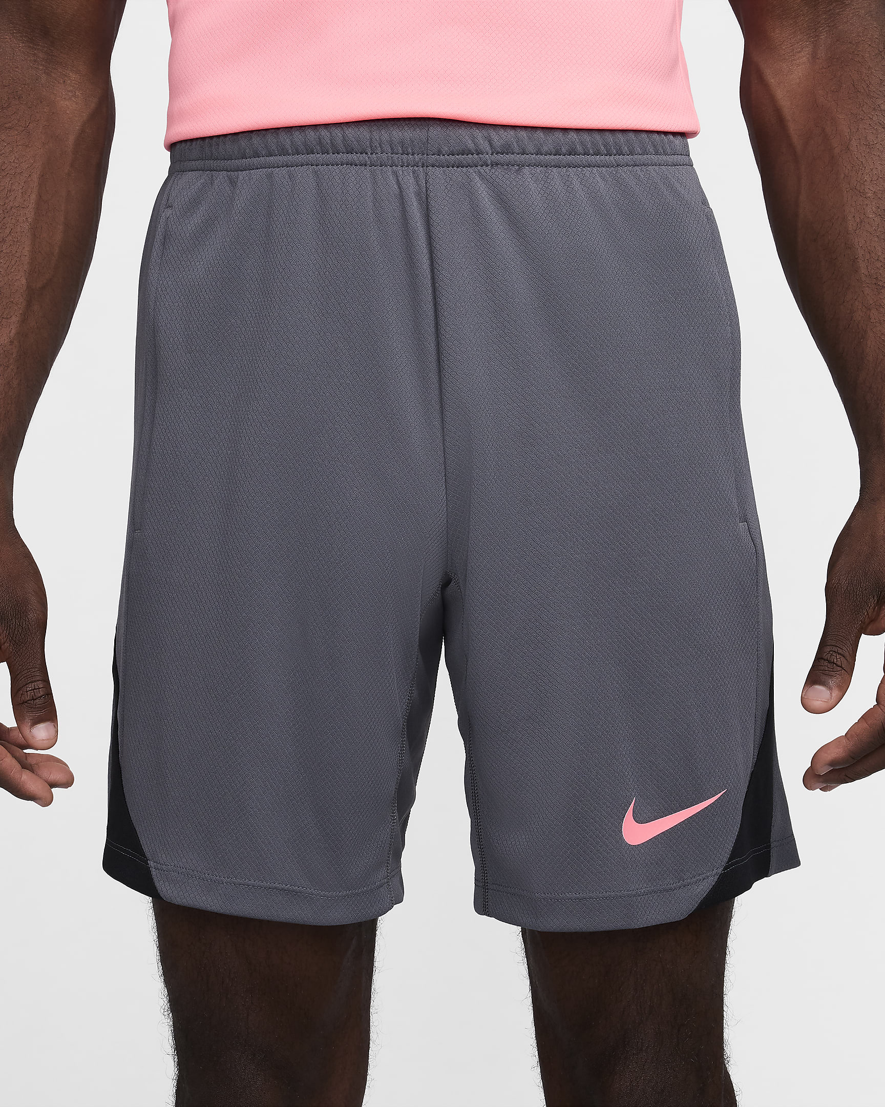 Męskie spodenki piłkarskie Dri-FIT Nike Strike - Iron Grey/Iron Grey/Czerń/Sunset Pulse