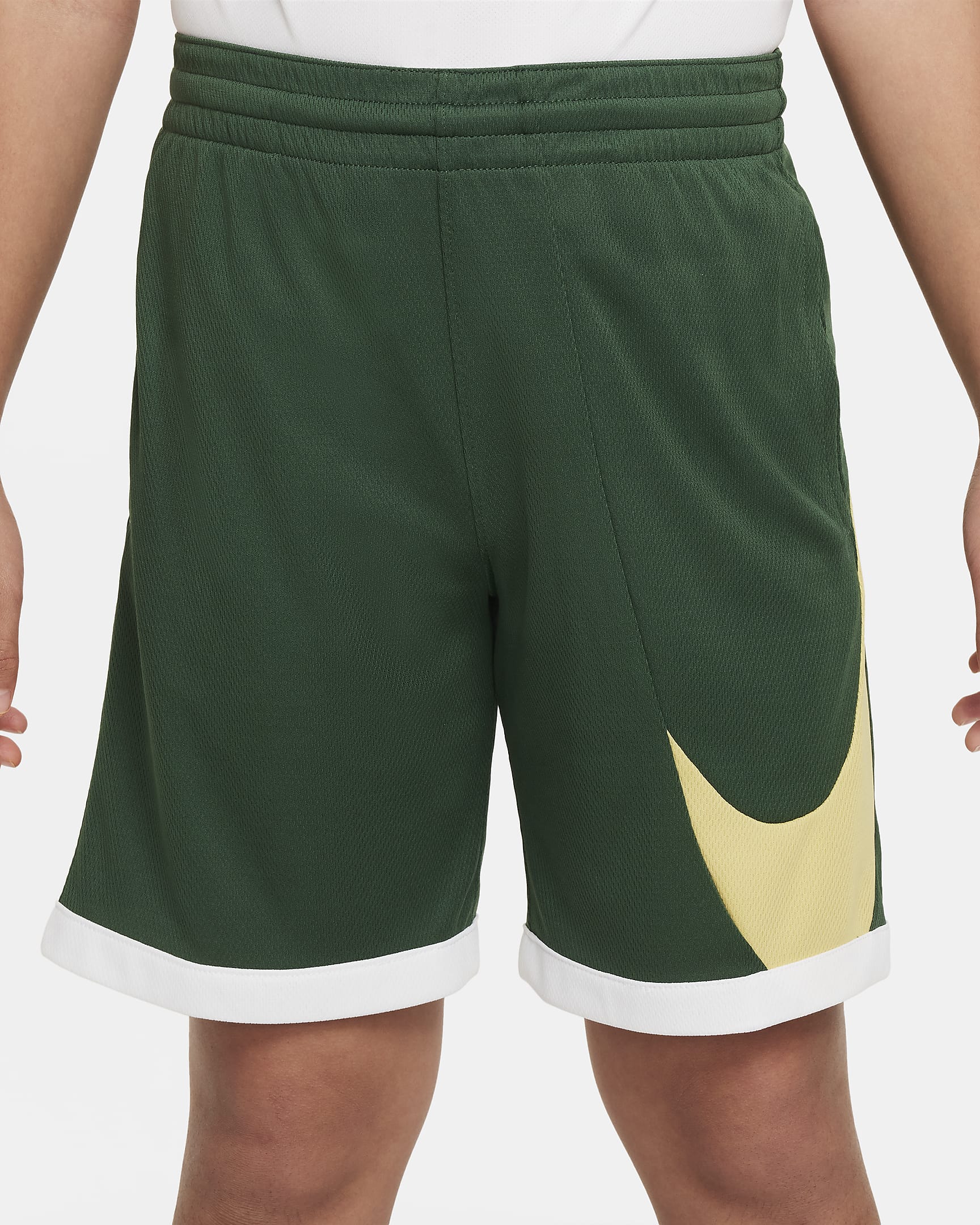 Nike Dri-FIT Older Kids' (Boys') Basketball Shorts - Fir/White/White/Saturn Gold