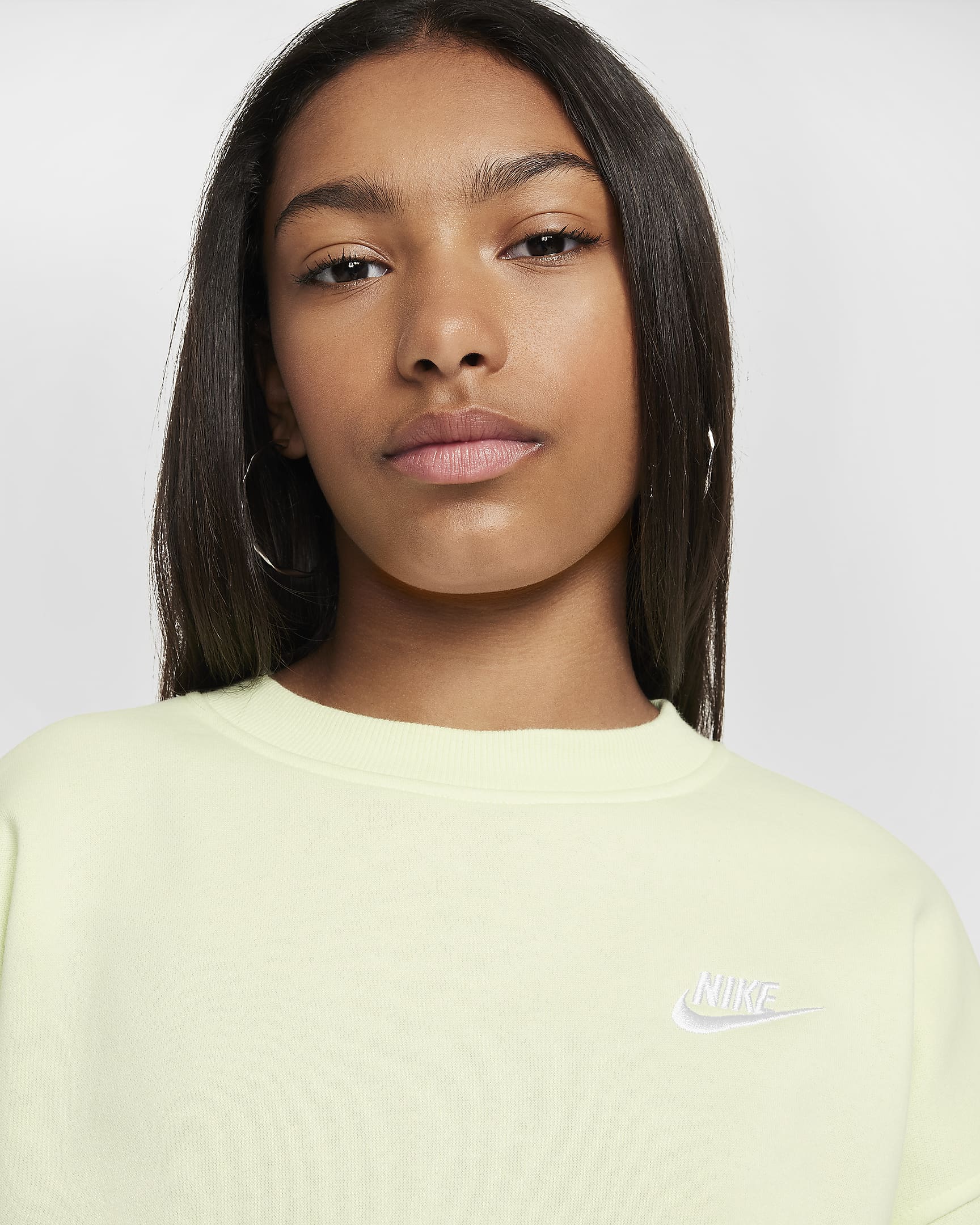 Nike Sportswear Club Fleece Big Kids' Oversized Sweatshirt - Lime Ice/White