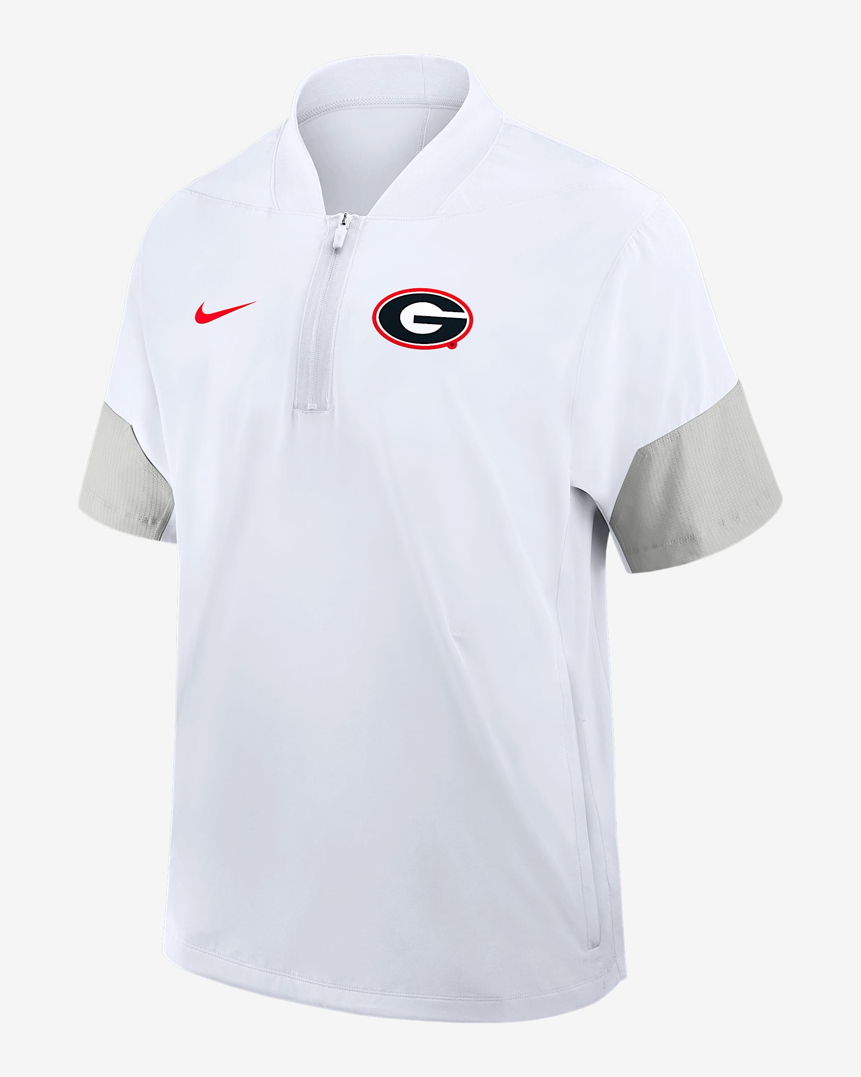Georgia Sideline Coach Men's Nike College 1/2-Zip Short-Sleeve Hooded Jacket - White