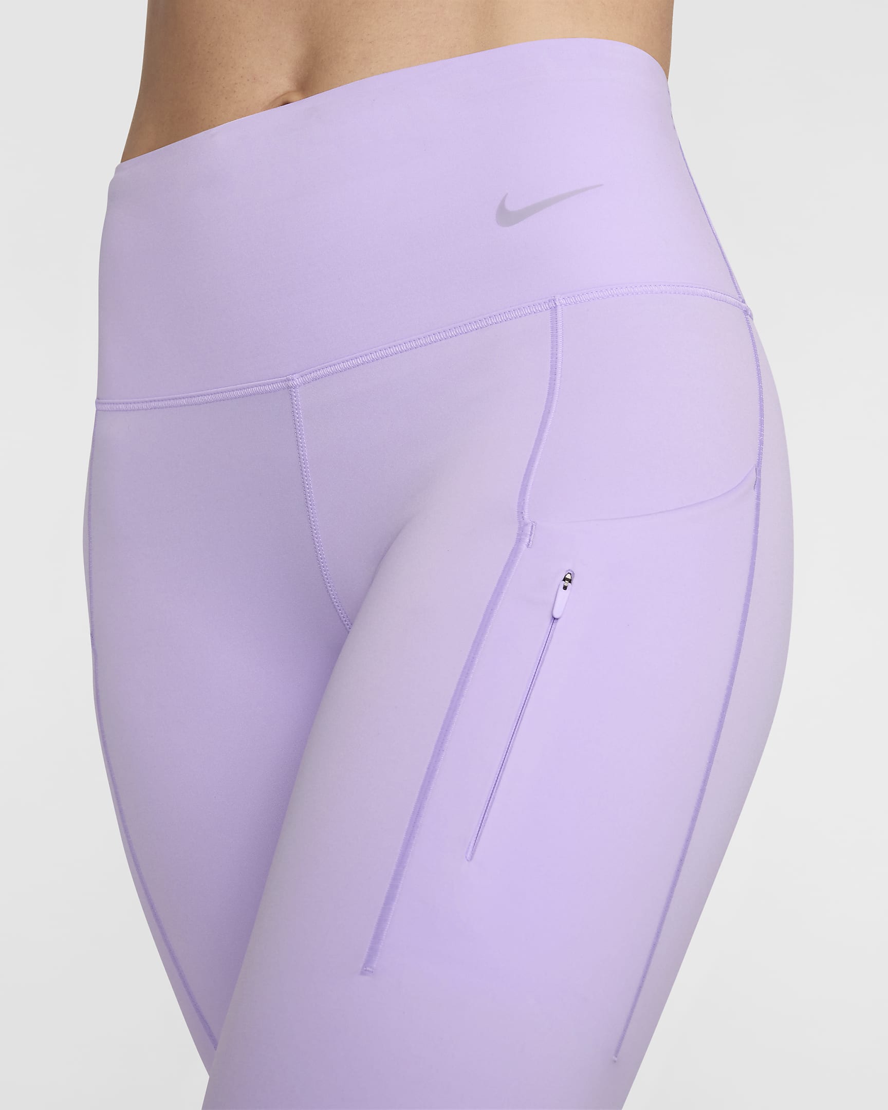 Nike Go Leggings in voller Länge mit starkem Halt, mittelhohem Bund und Taschen für Damen - Lilac Bloom/Schwarz