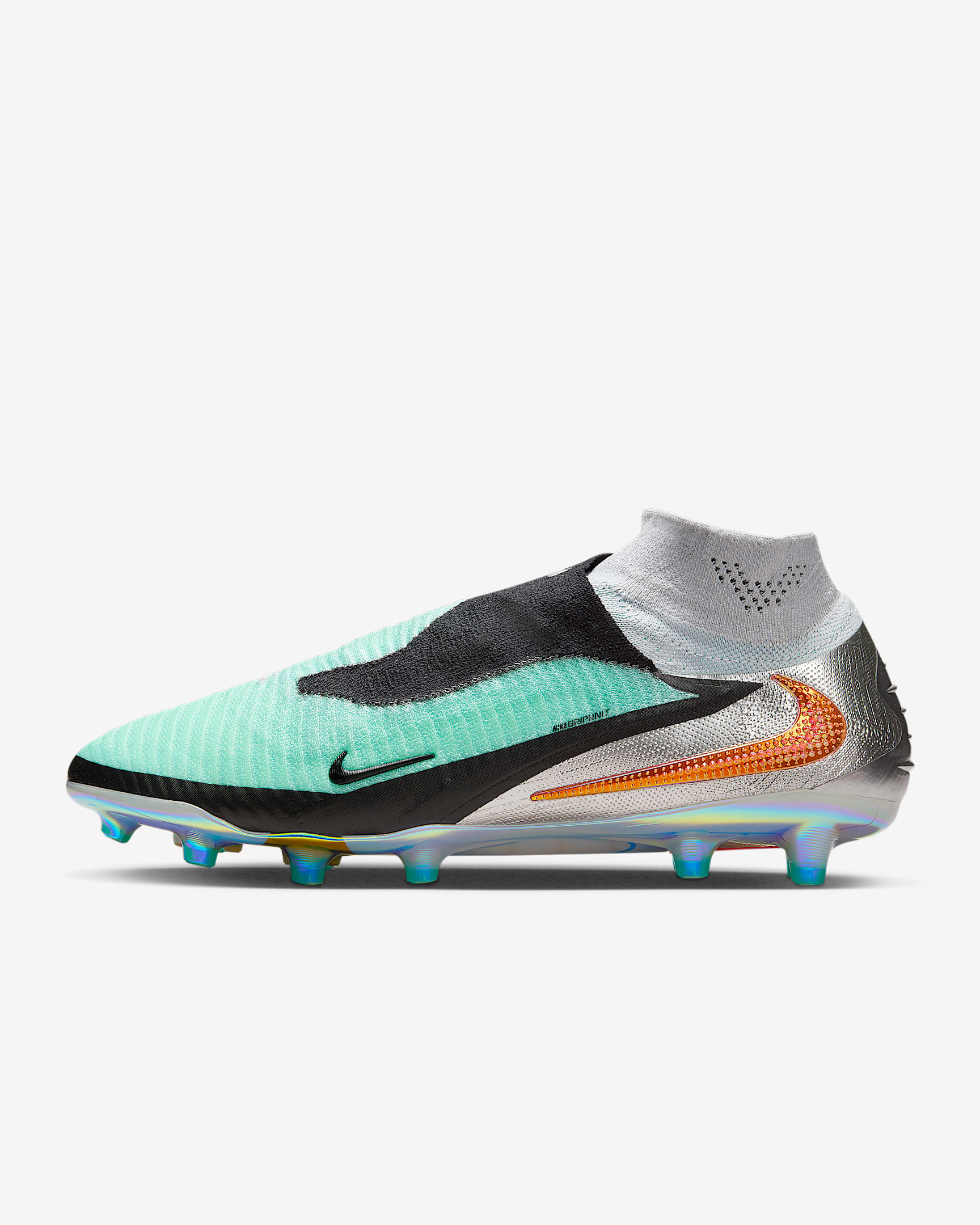 Nike Phantom 6 High Elite Artificial-Grass Football Boot - Chrome/Black