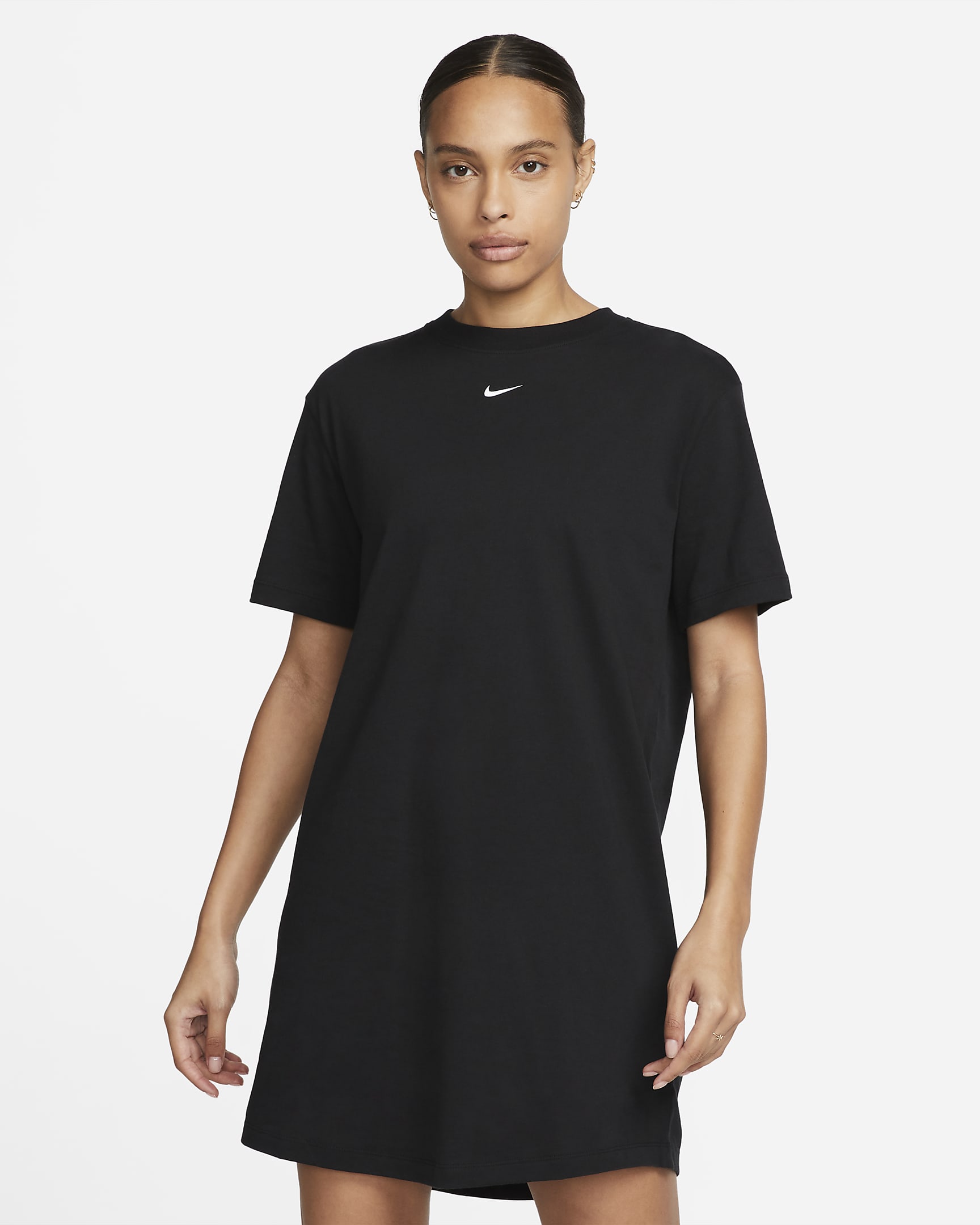 Robe t-shirt oversize Nike Sportswear Chill Knit pour femme - Noir/Blanc