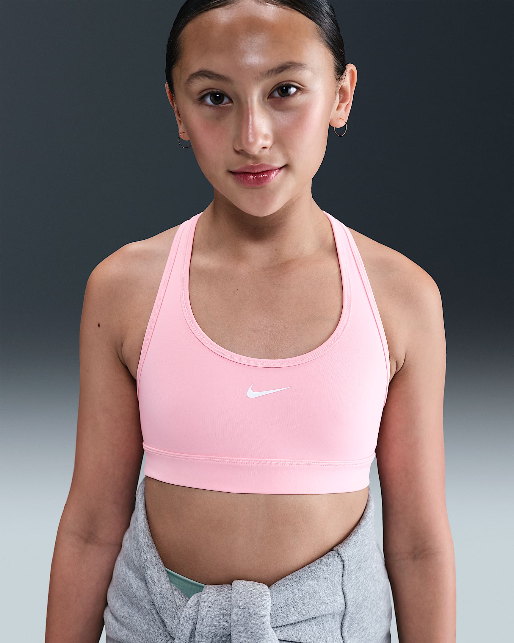 Nike Swoosh Girls' Sports Bra - Medium Soft Pink/White