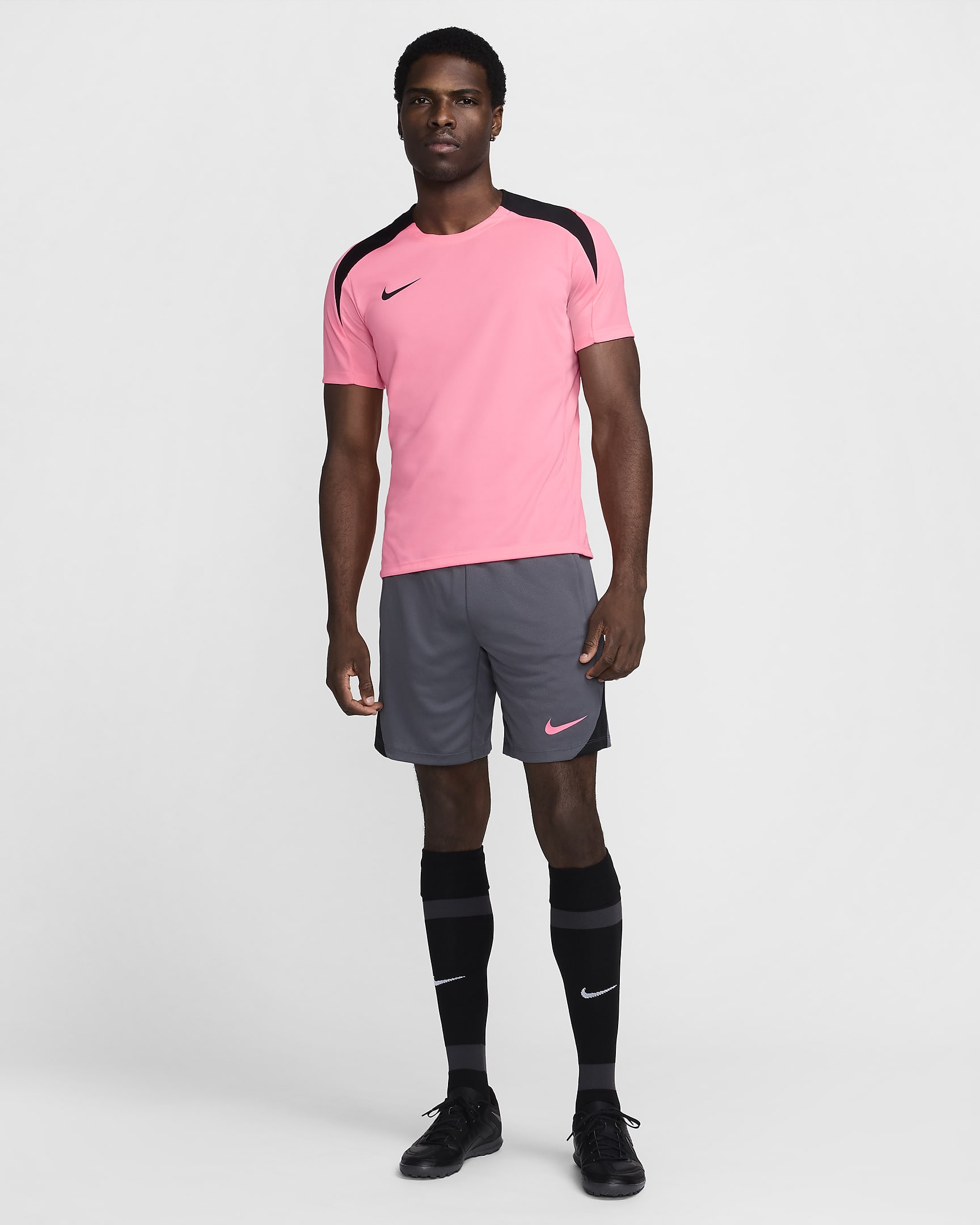 Pánské fotbalové tričko Nike Strike Dri-FIT s krátkým rukávem - Sunset Pulse/Sunset Pulse/Černá/Černá