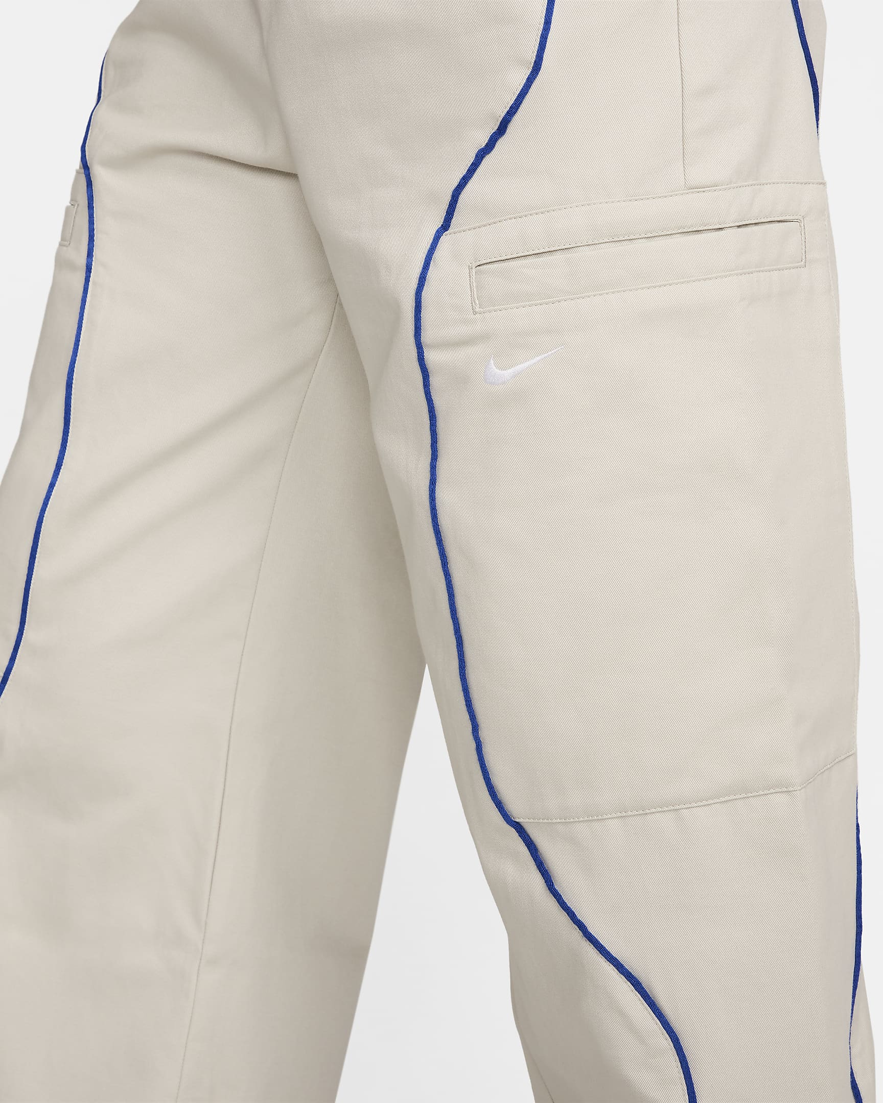 Nike Sportswear Women's High-Waisted Woven Trousers - Light Bone/Game Royal/White