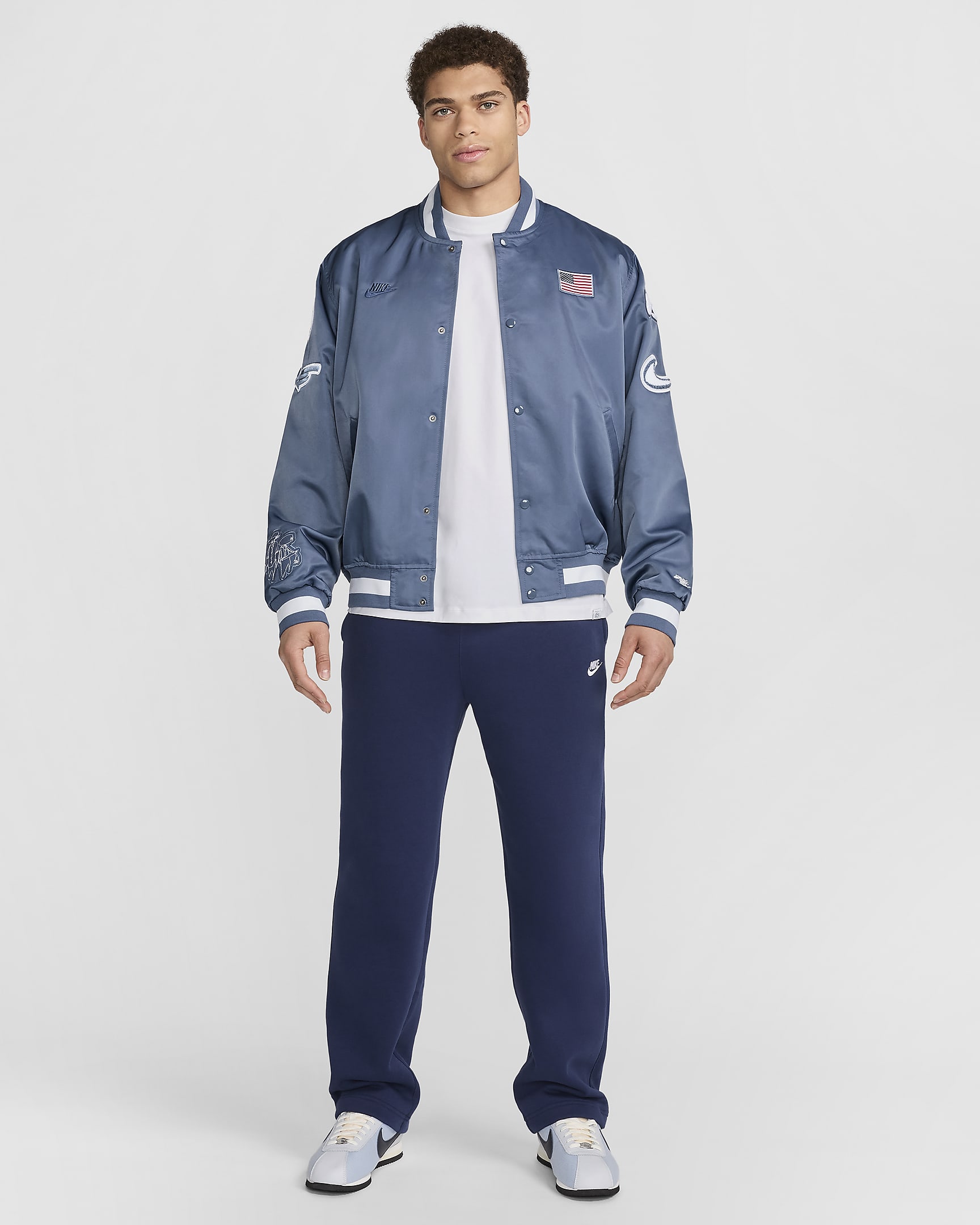 USA Dugout Men's Nike Breaking Satin Jacket - Diffused Blue/Mystic Navy