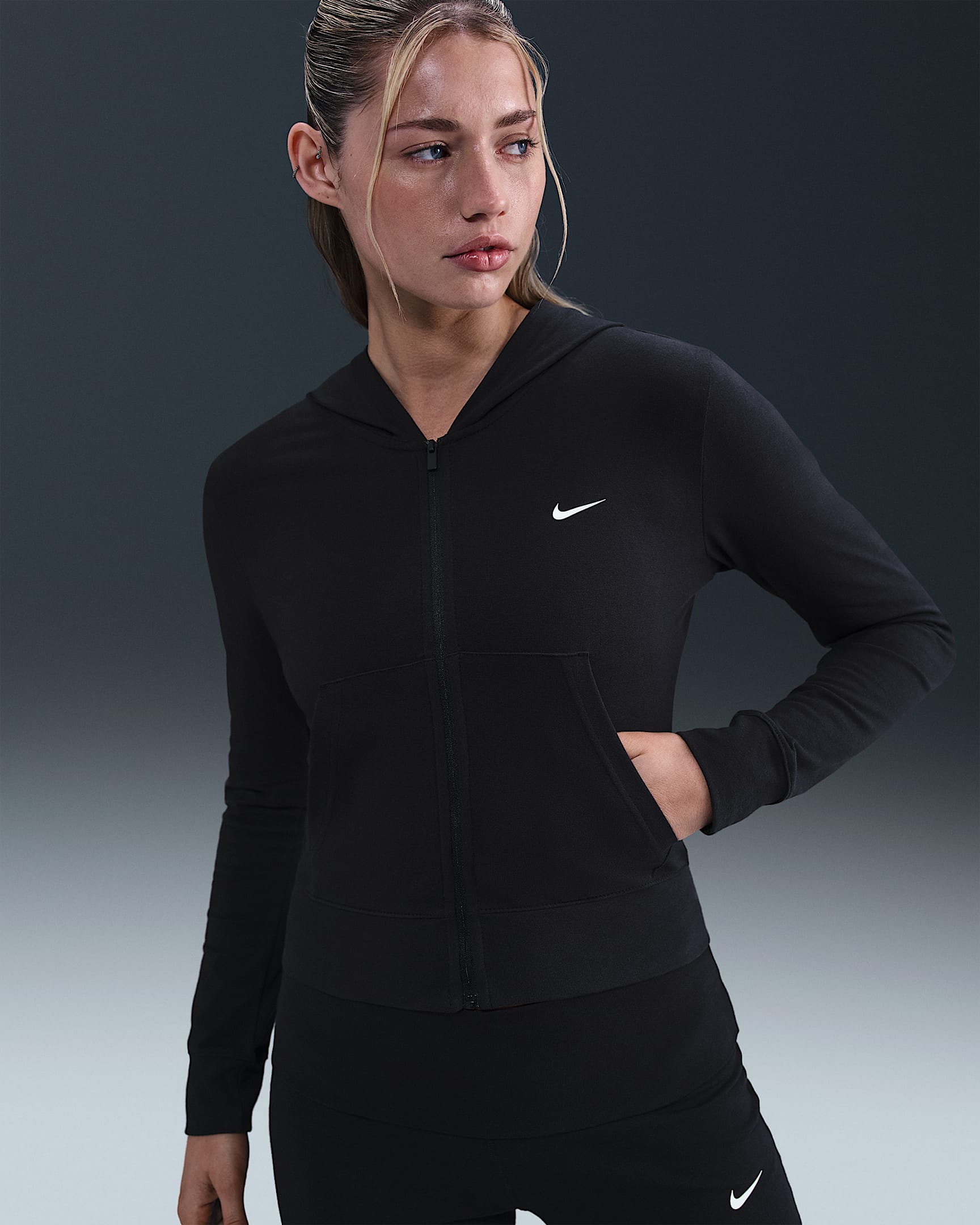 Nike Sportswear Women's Full-Zip Hooded Long-Sleeve Top - Black/Sail