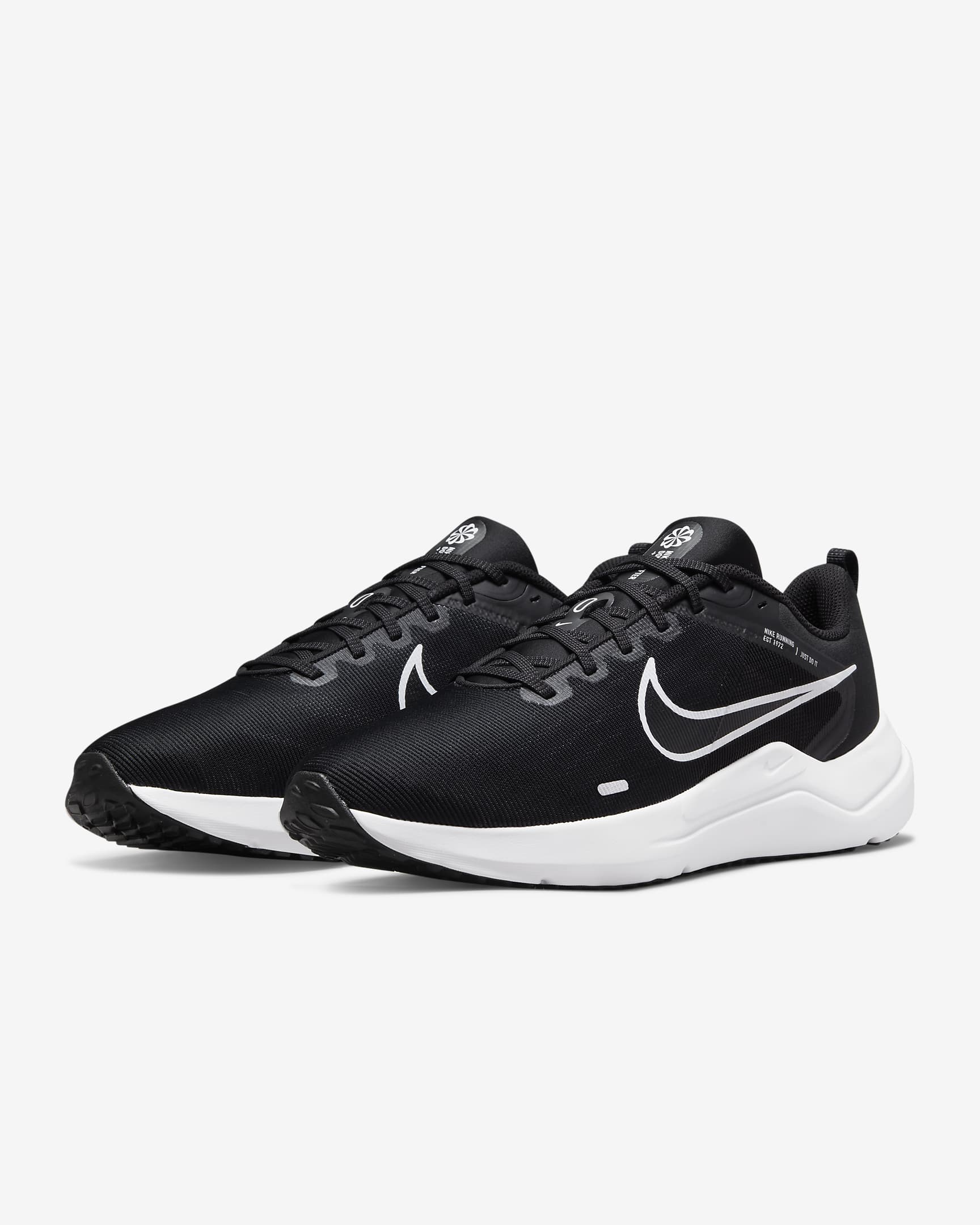 Nike Downshifter 12 Men's Road Running Shoes - Black/Dark Smoke Grey/Pure Platinum/White