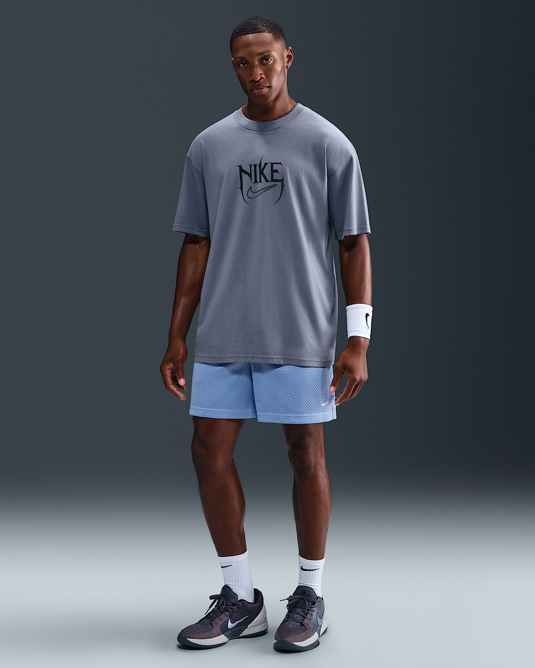 Nike Men's Dri-FIT 5" Mesh Basketball Shorts - Aluminum/White