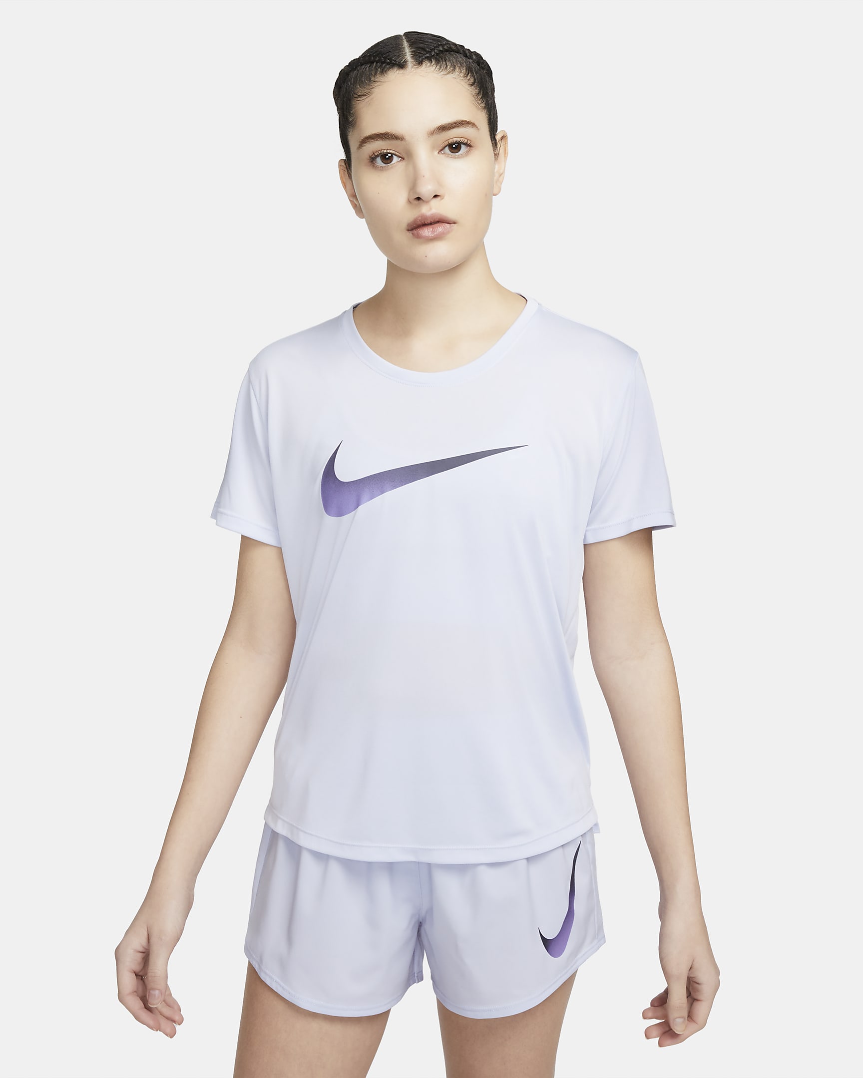 Kortærmet Nike Dri-FIT One-løbeoverdel til kvinder - Oxygen Purple