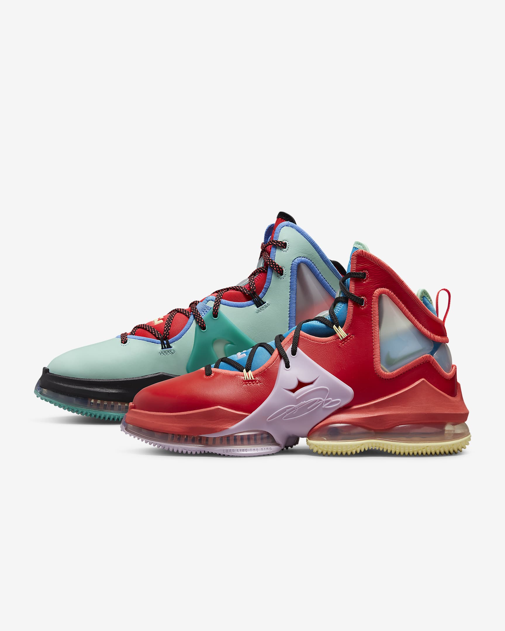 LeBron 19 Basketball Shoes - Bright Crimson/Coconut Milk/Laser Blue/Malachite