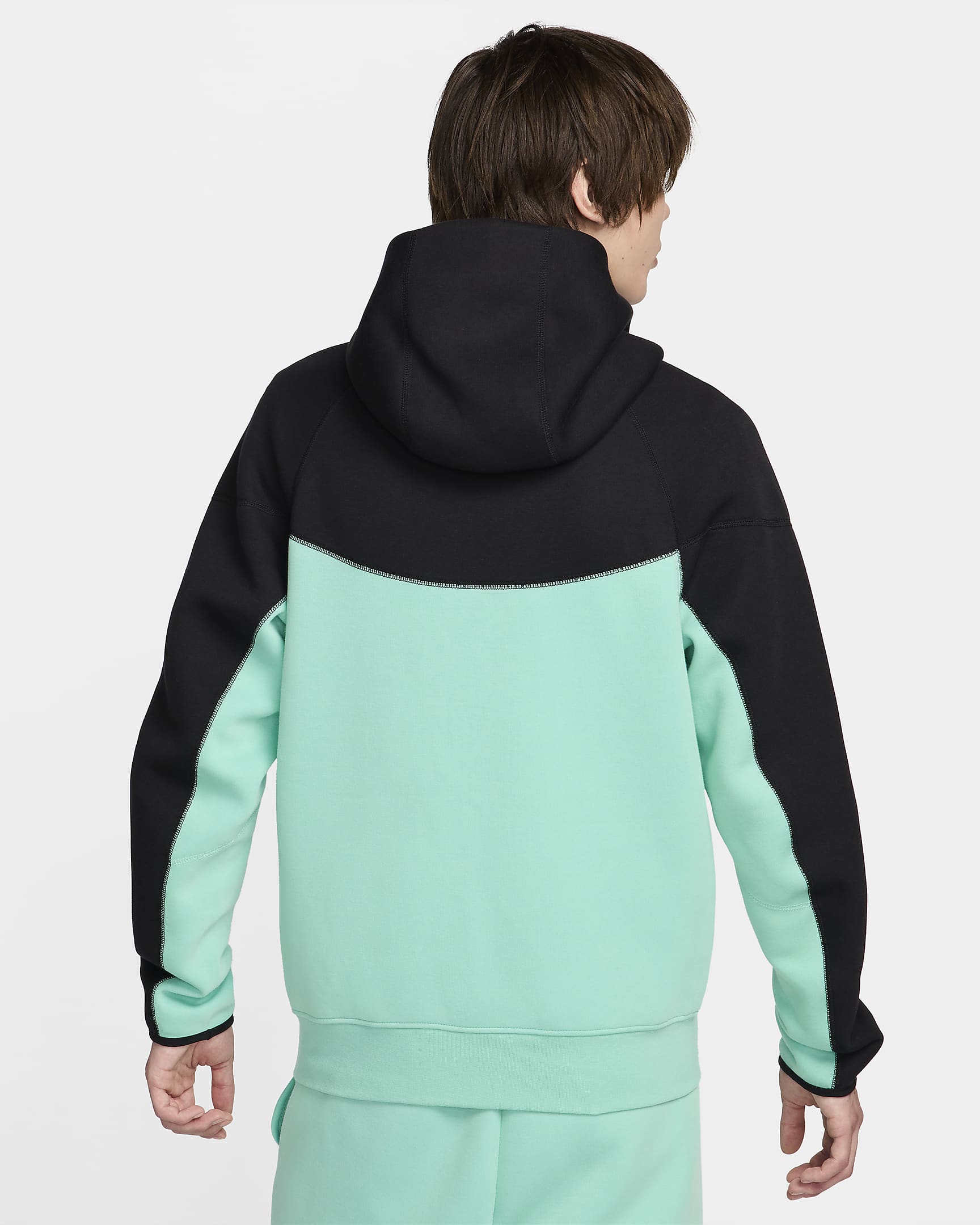 Huvtröja med hel dragkedja Nike Sportswear Tech Fleece Windrunner för män - Emerald Rise/Svart