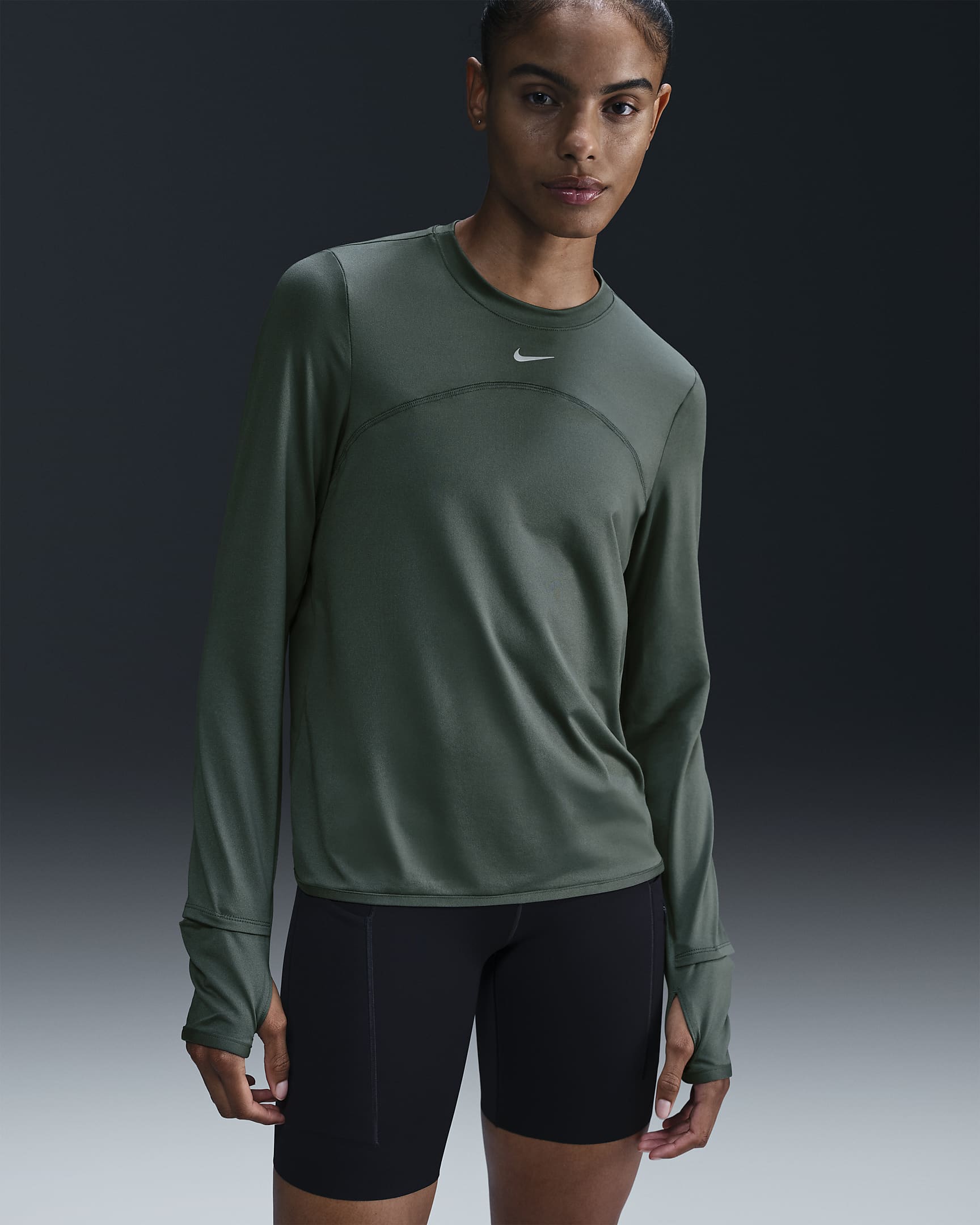 Nike Dri-FIT Swift Element UV Women's Crew-Neck Running Top - Vintage Green