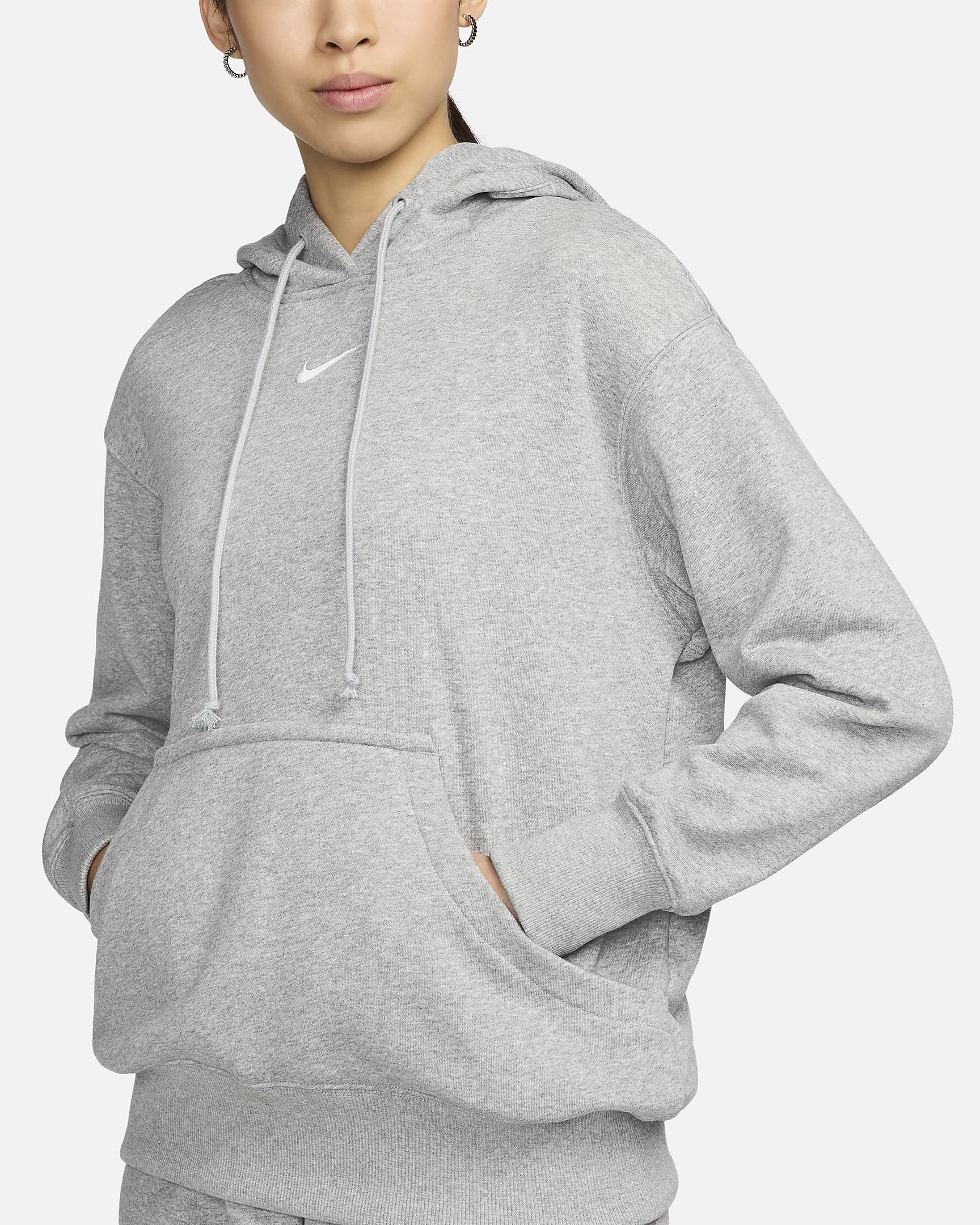 Nike Sportswear Phoenix Fleece Women's Oversized Pullover French Terry Hoodie - Dark Grey Heather/Sail