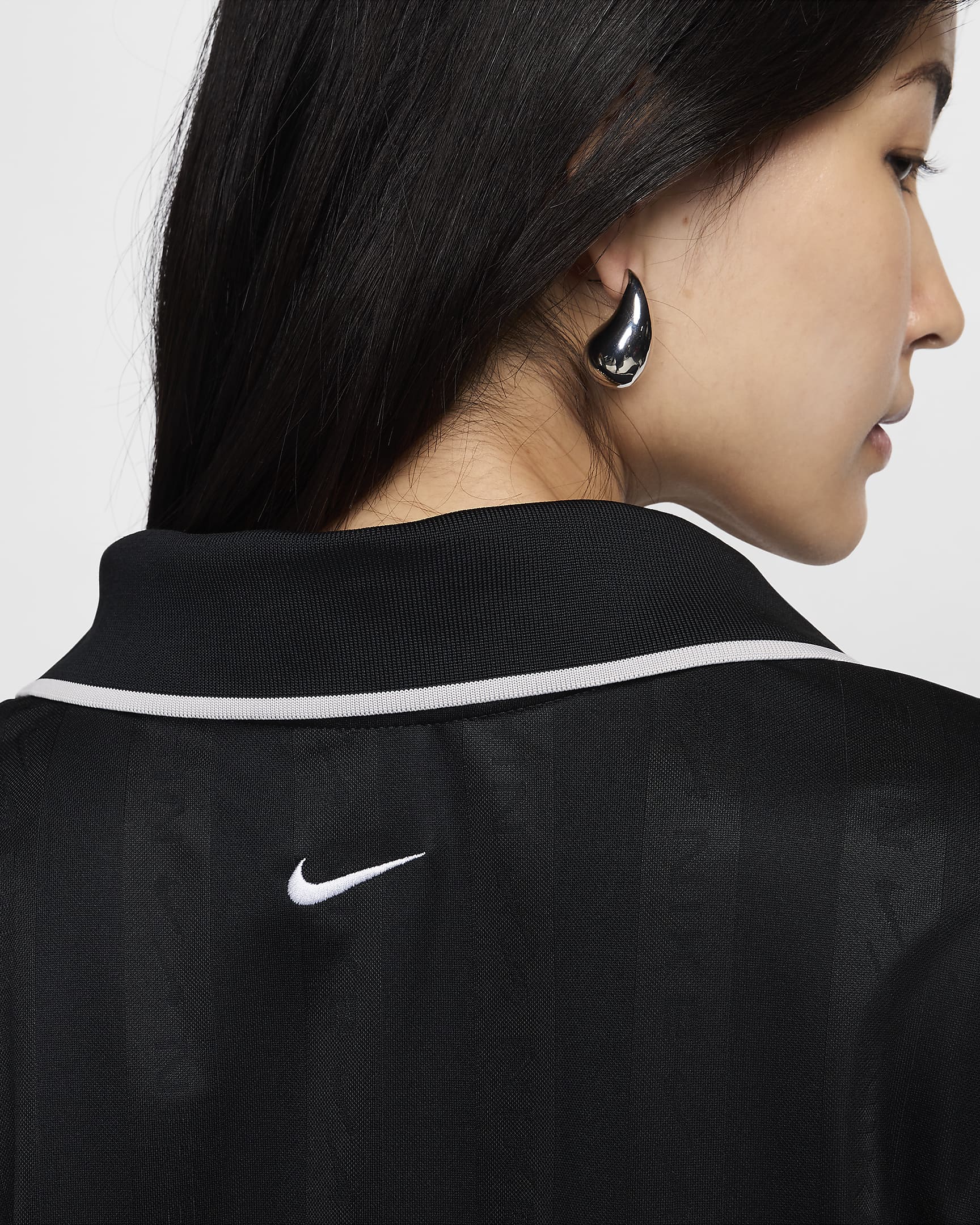 Nike Sportswear Collection Women's Dri-FIT Jacquard Long-Sleeve Top - Black/Light Iron Ore/White