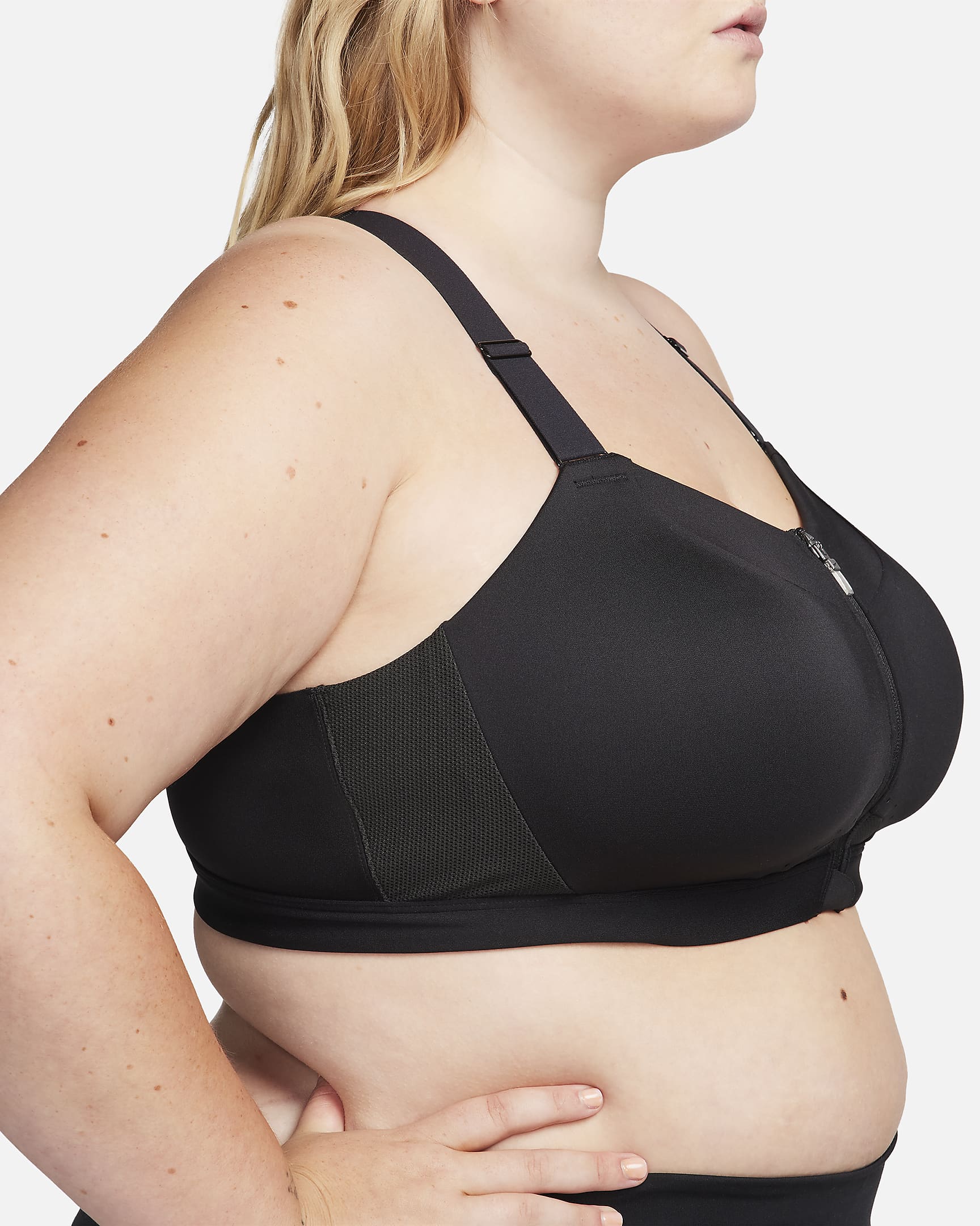 Brassière de sport rembourrée à maintien supérieur avec zip avant Nike Alpha pour femme - Noir/Noir/Dark Smoke Grey/Dark Smoke Grey