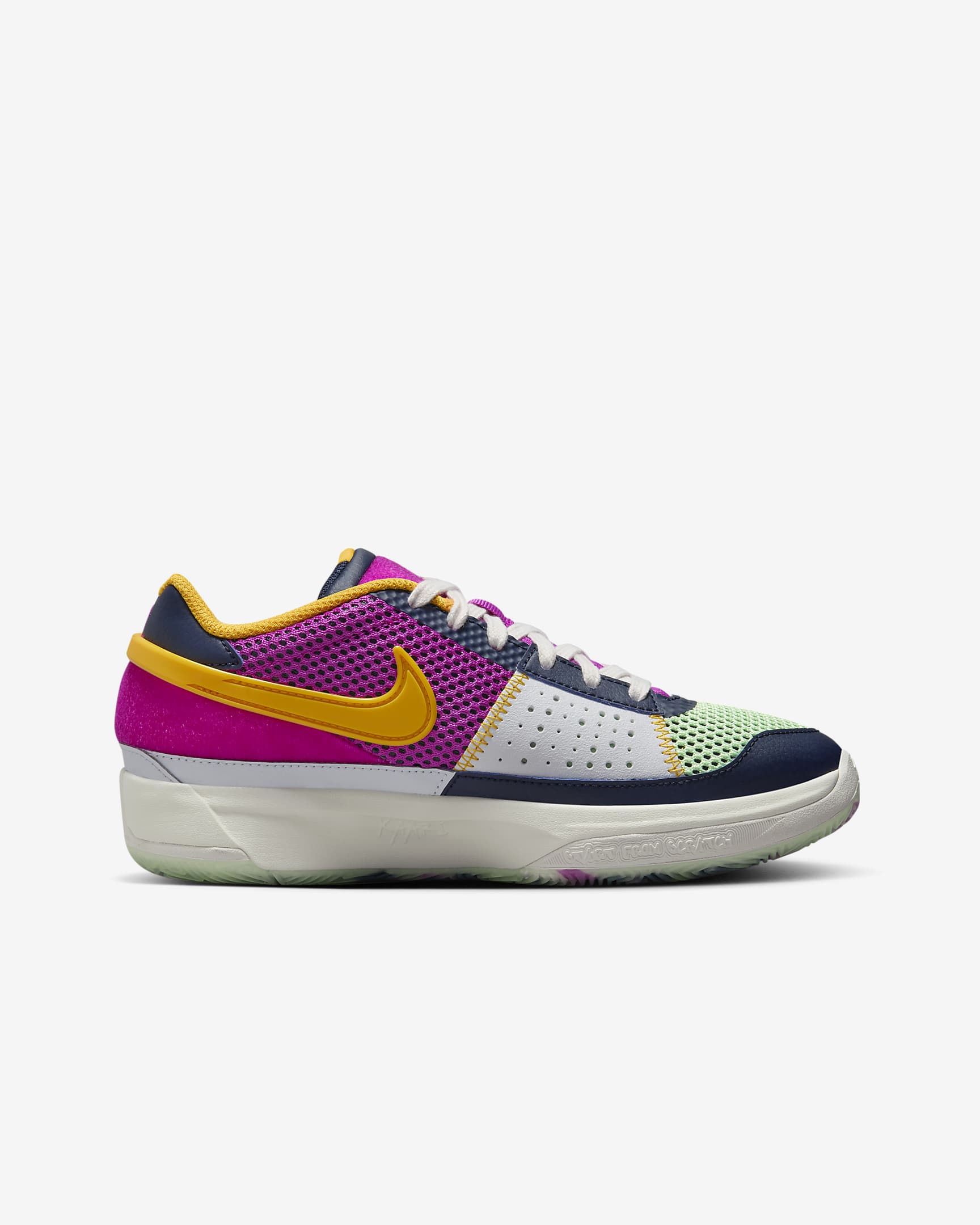 Tenis de básquetbol para niños grandes JA 1 SE "Camp Ja" - Obsidiana/Oro universitario/Verde vapor/Hipervioleta