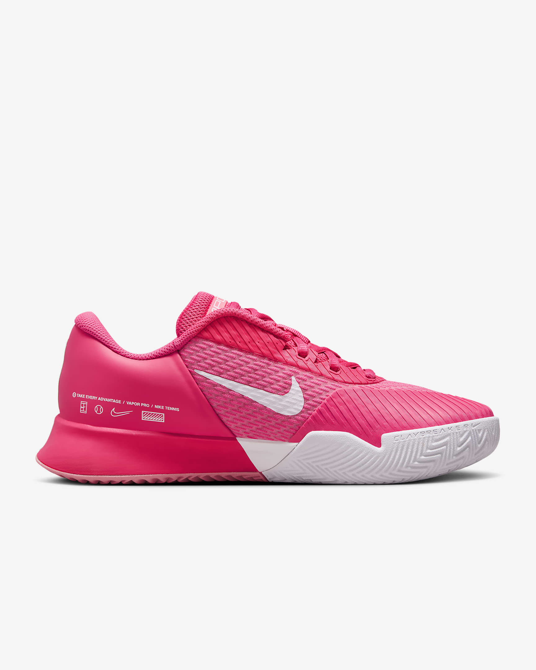 NikeCourt Air Zoom Vapor Pro 2 Zapatillas de tenis para tierra batida - Mujer - Aster Pink/Hot Punch/Blanco