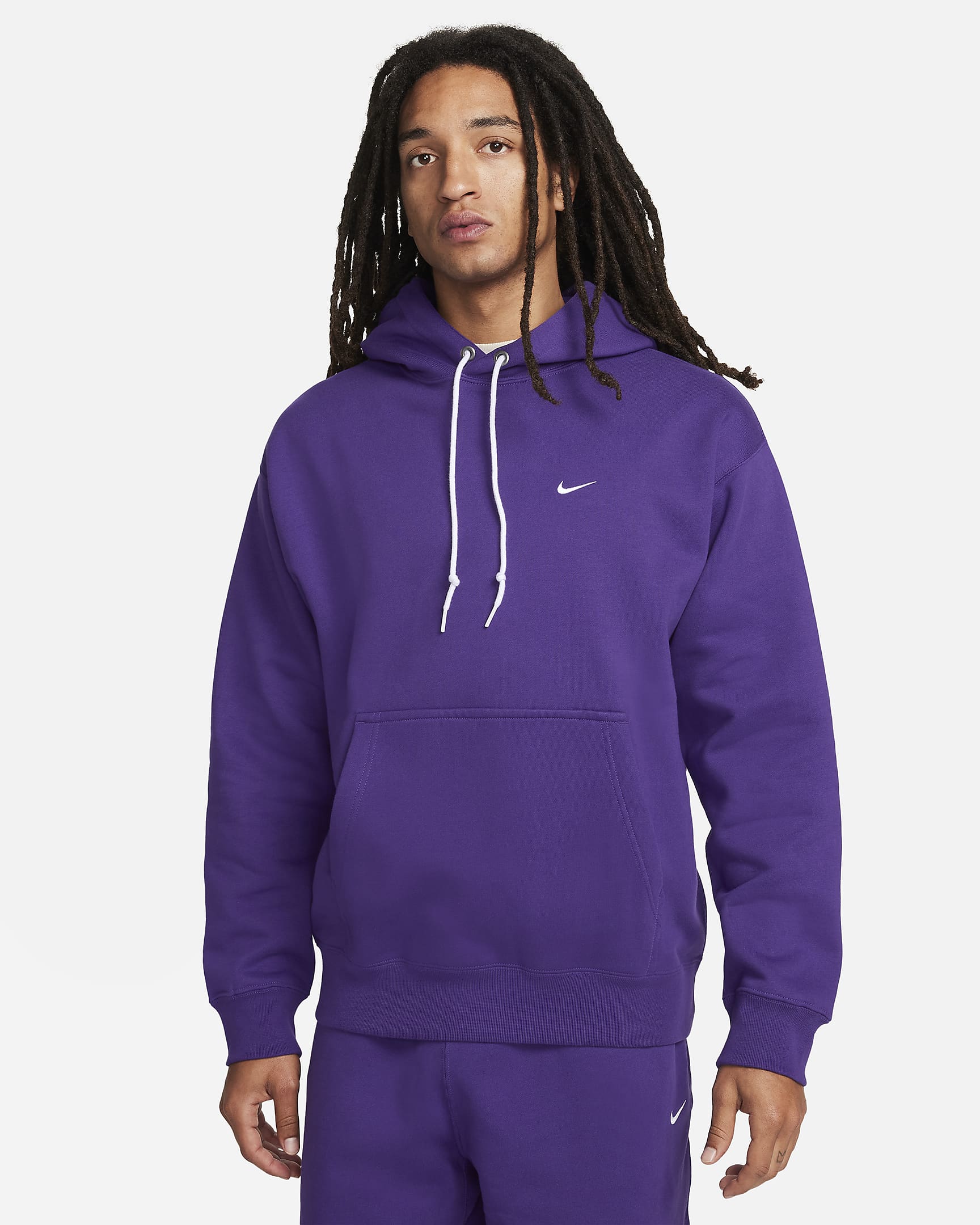 Nike Solo Swoosh Men's Fleece Pullover Hoodie - Field Purple/White