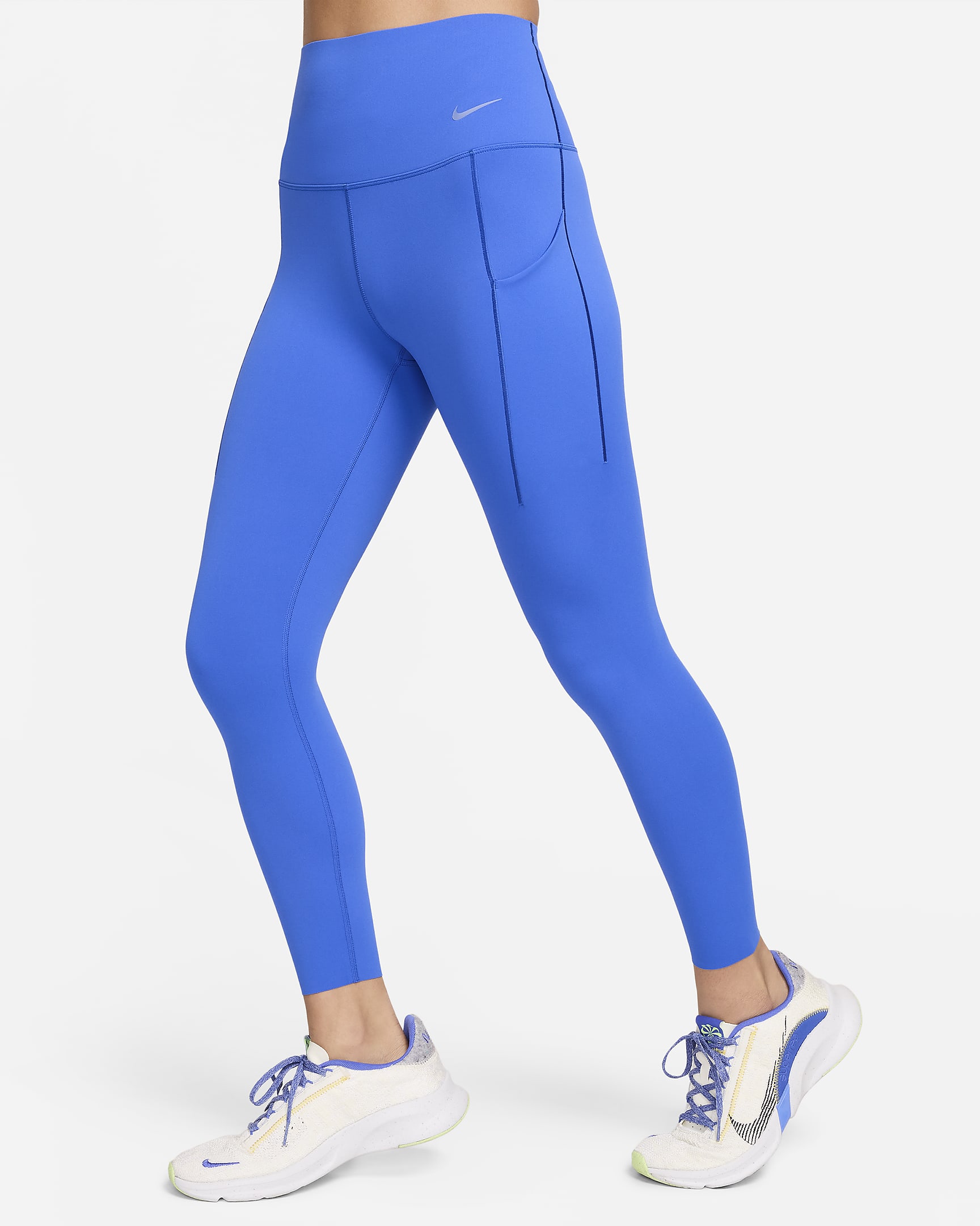 Nike Universa Women's Medium-Support High-Waisted 7/8 Leggings with Pockets - Hyper Royal/Black