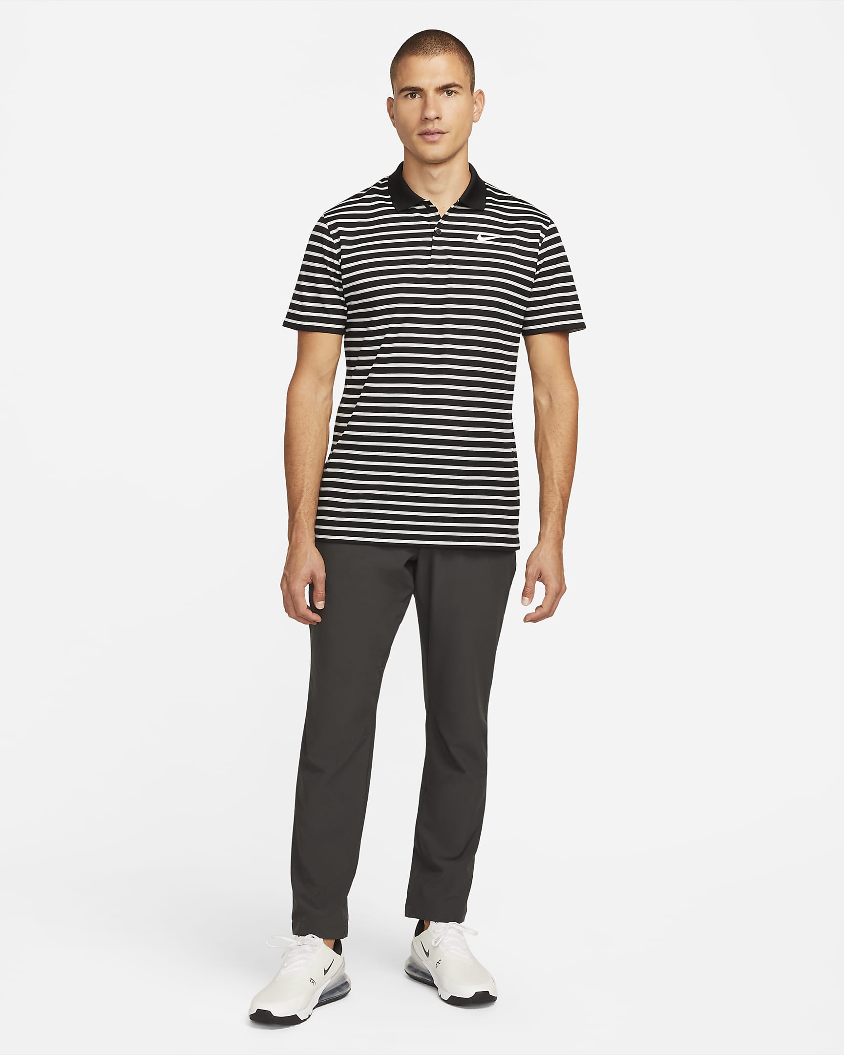 Nike Dri-FIT Victory Men's Striped Golf Polo - Black/White