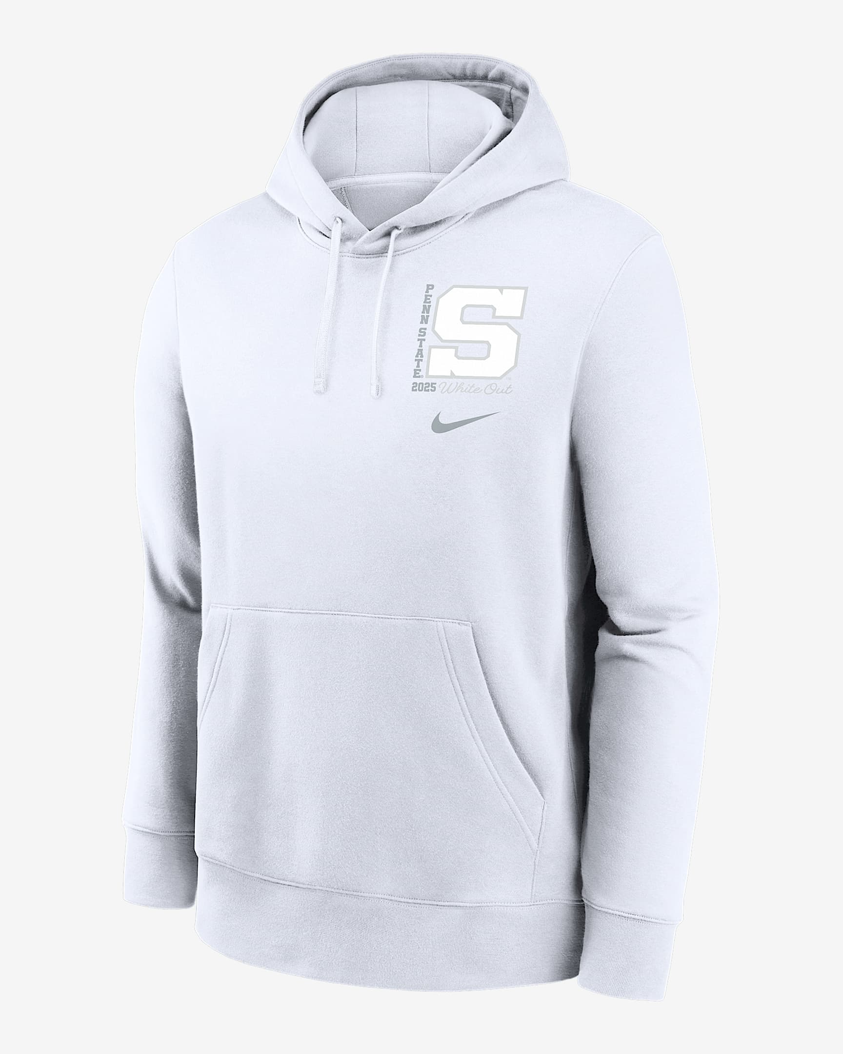 Penn State 2025 White Out Club Men's Nike College Pullover Hoodie - White