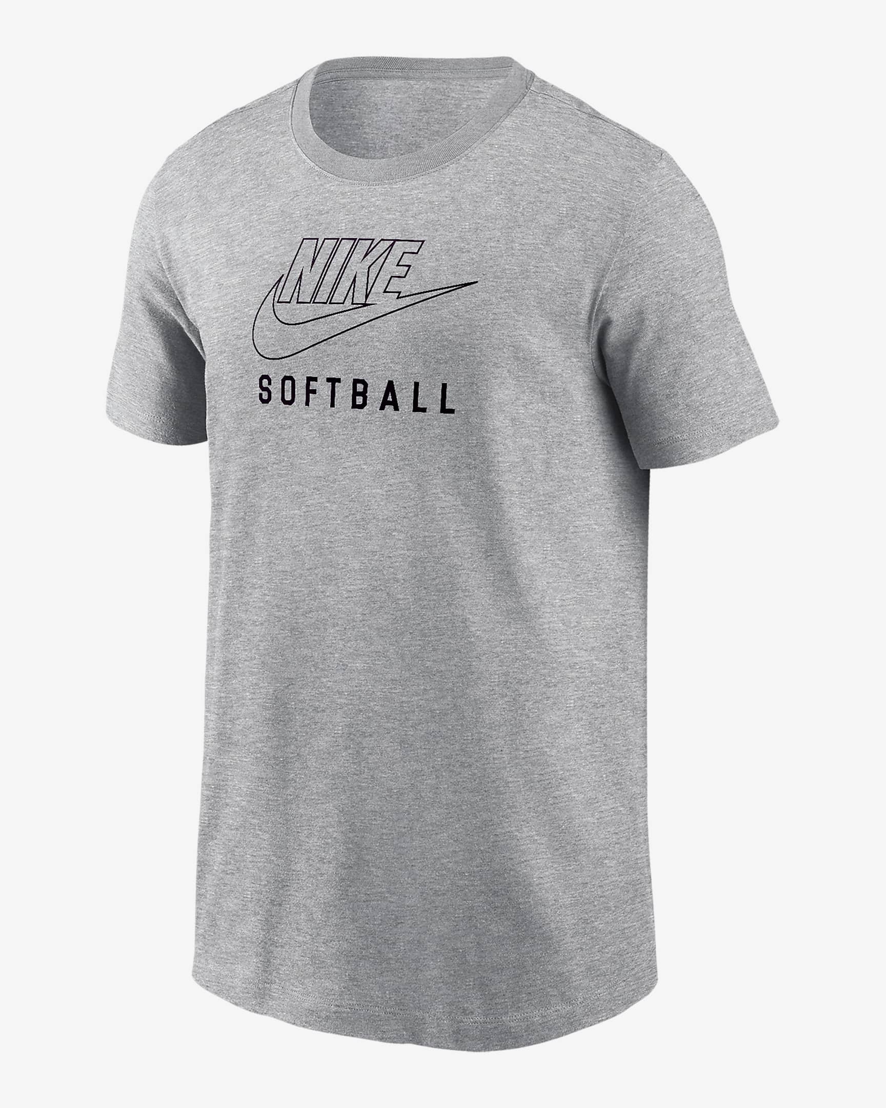 Playera de softball para niños talla grande Nike Swoosh - Gris oscuro jaspeado