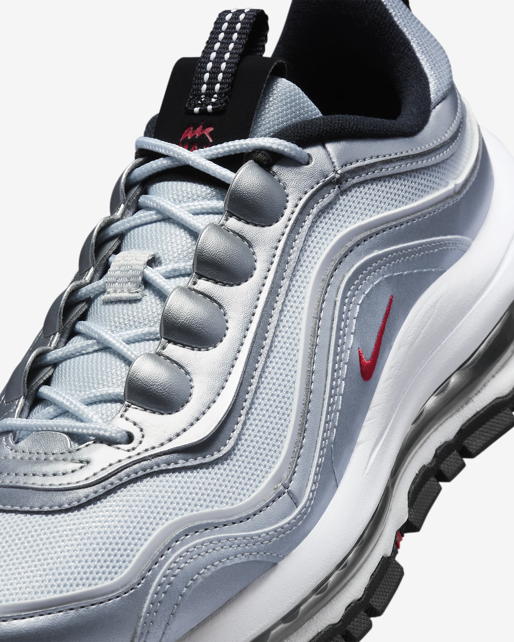 Nike Air Max 97 Futura 女鞋 - Metallic Silver/Pure Platinum/白色/University Red