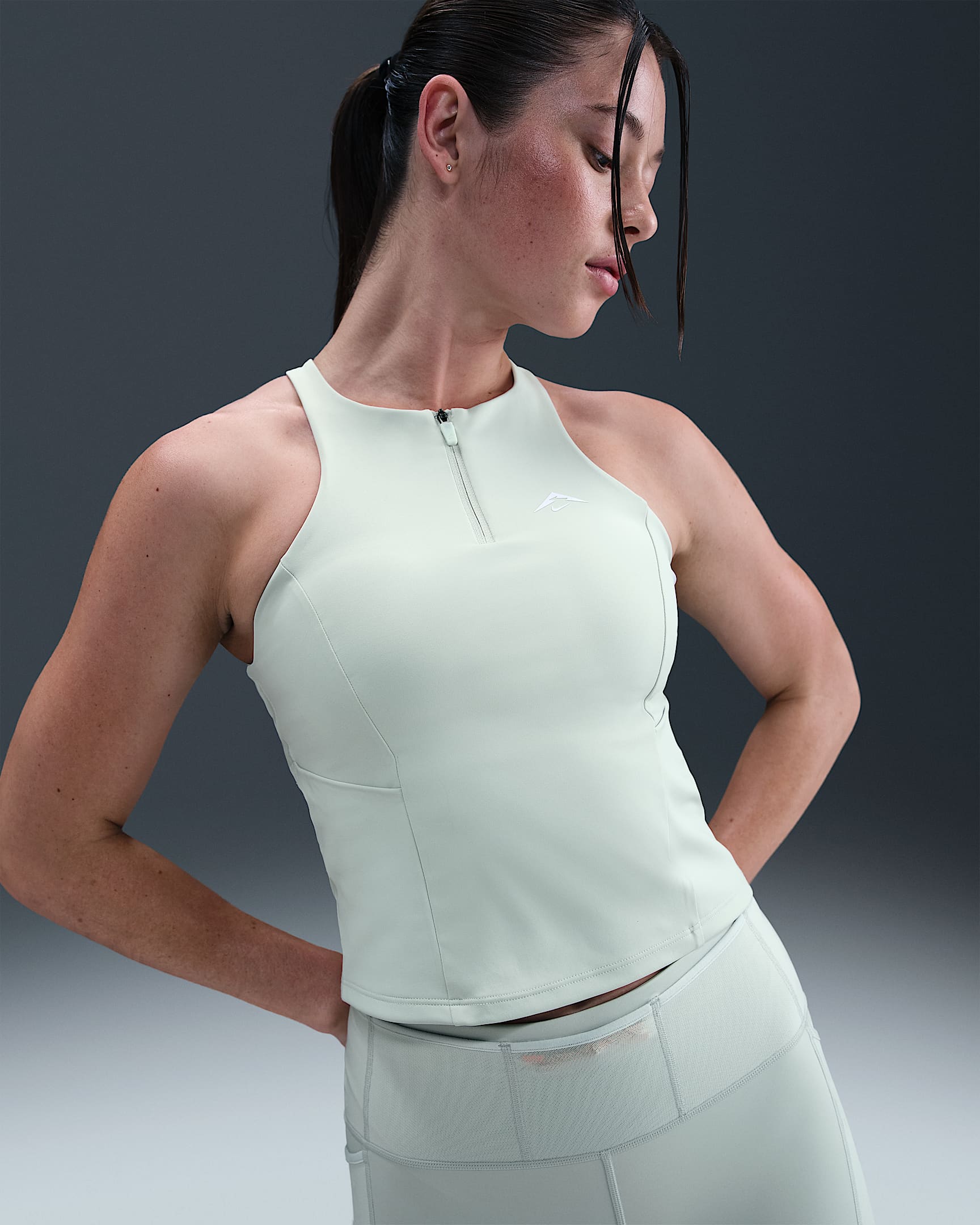 Nike Trail Women's Medium-Support Padded Sports Bra Tank Top - Light Silver