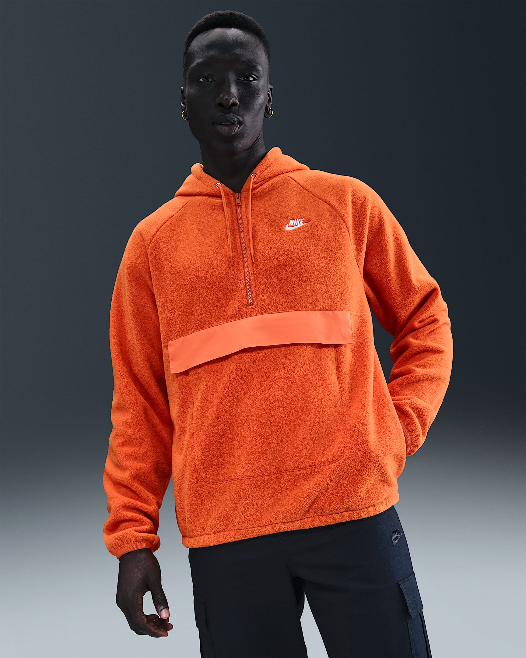 Nike Sportswear Club Men's Winterized Top - Campfire Orange/White