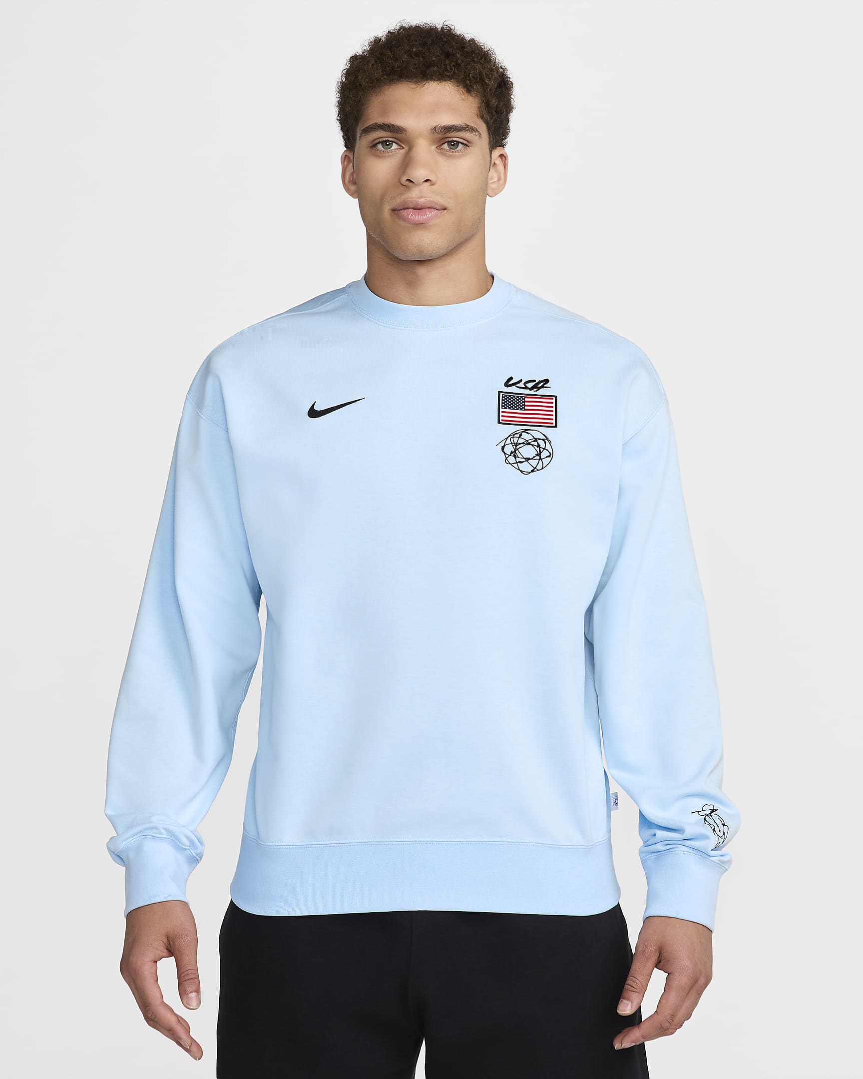 USA Solo Men's Nike Dri-FIT ADV Breaking Crew-Neck Sweatshirt - Celestine Blue/White