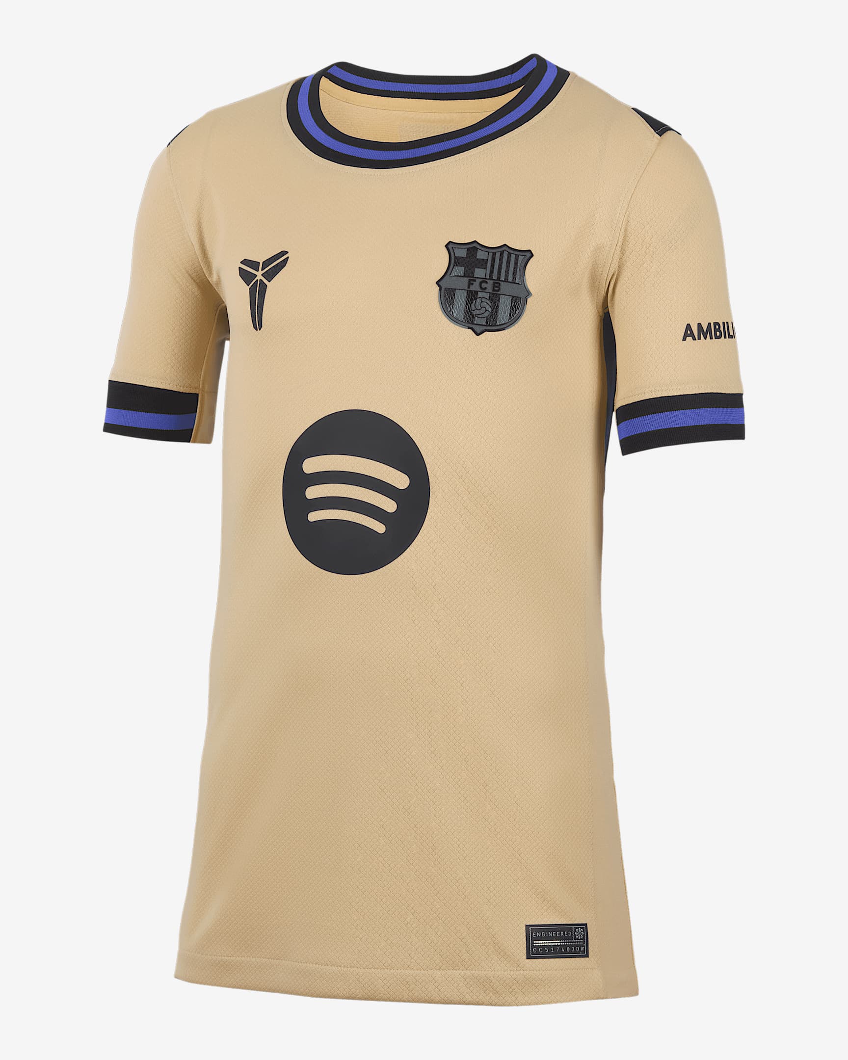 Jersey de fútbol Nike Dri-FIT del Barcelona visitante 2025/26 Stadium Raphinha para niños talla grande - Oro