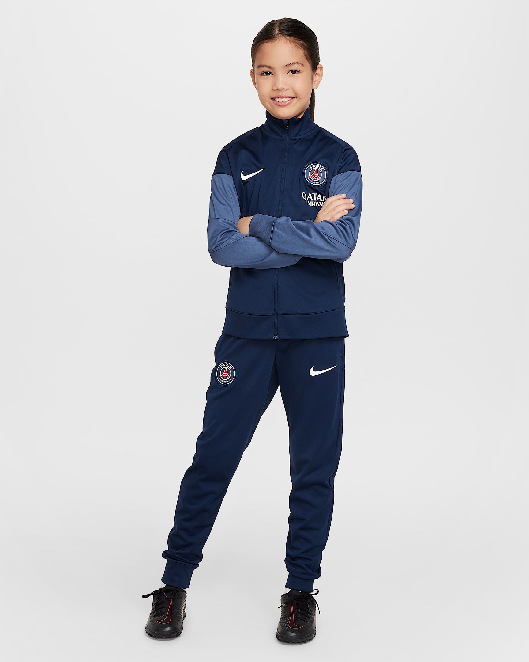 Stickad fotbollstracksuit Paris Saint-Germain Strike Nike Dri-FIT för ungdom - Midnight Navy/Midnight Navy/Diffused Blue/Vit